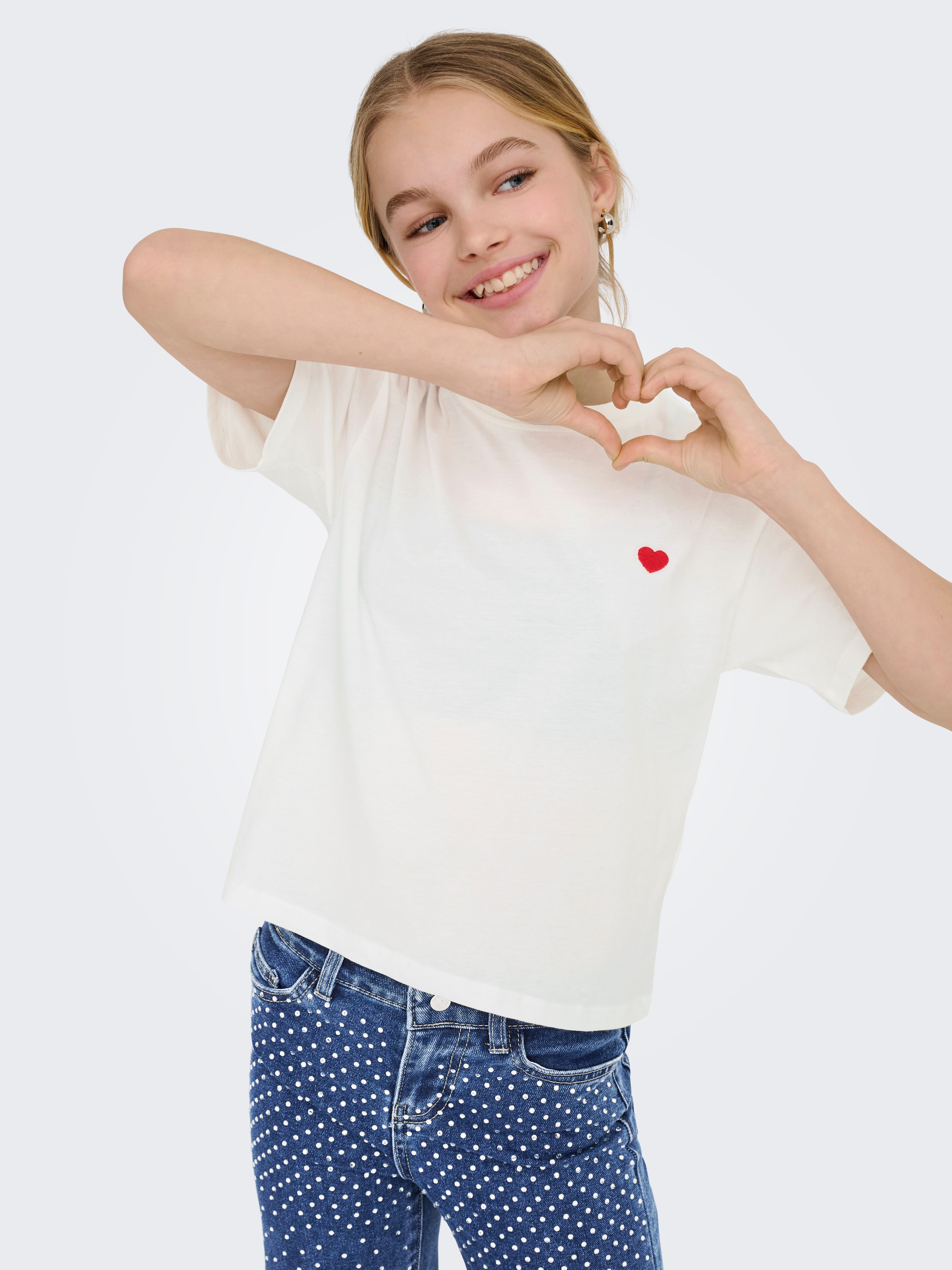 KIDS ONLY Shirt met korte mouwen KOGMAIKEN LIFE CROPHEART SS TOP JRS NOOS