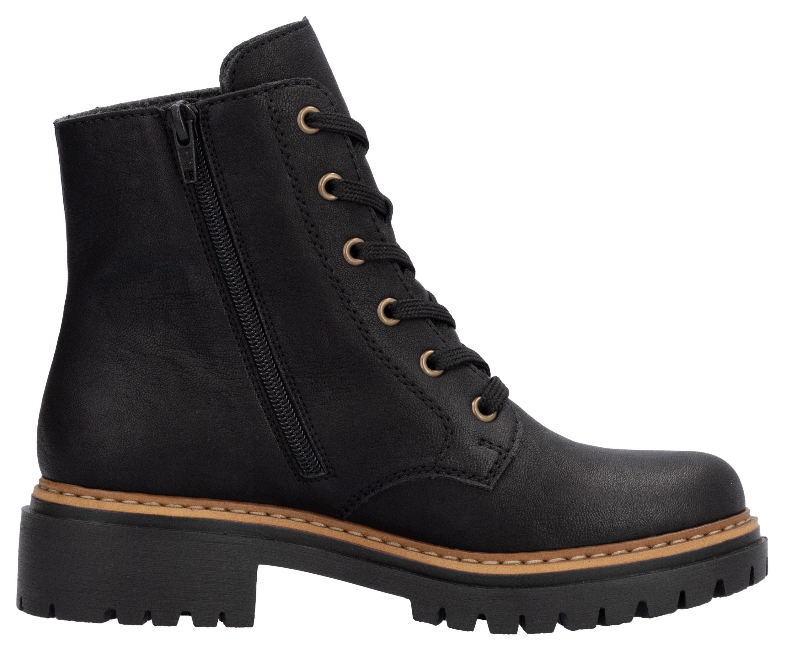 Rieker Veterlaarsjes lace-up boots, block heel, with practical inner zipper