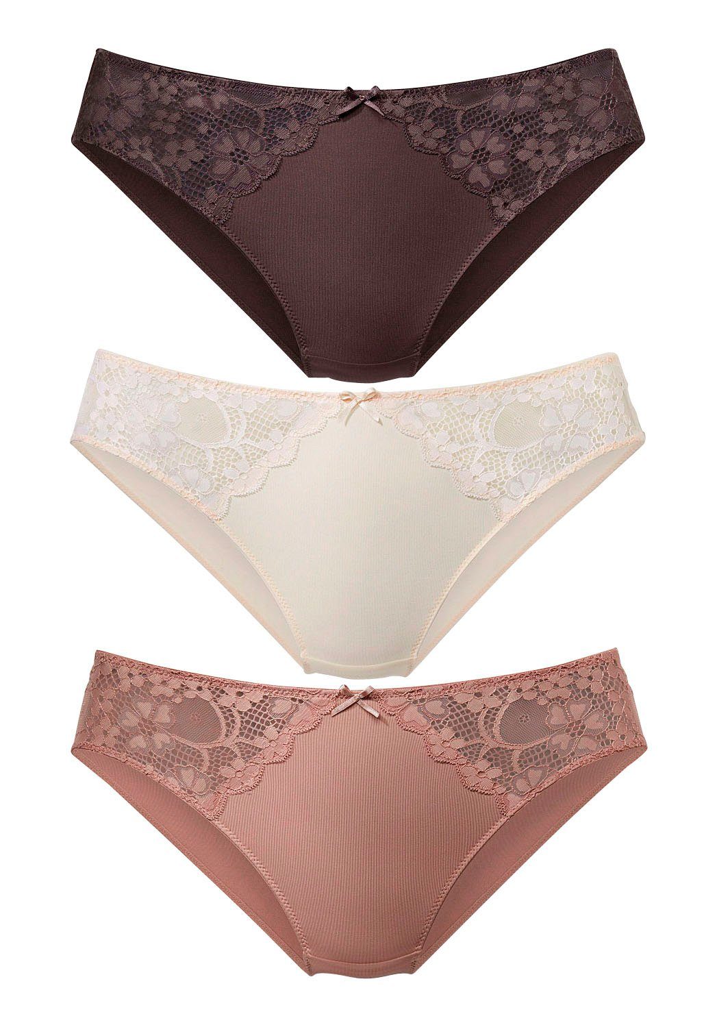 Petite fleur Slip met iets transparante jacquard-kant aan beide kanten opzij (3 stuks)