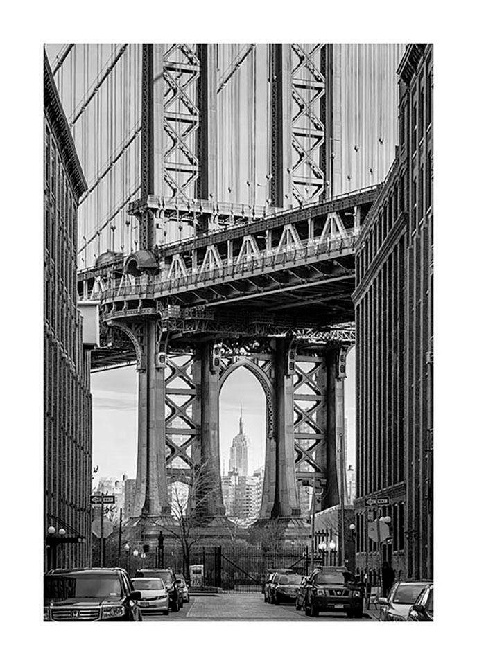 Komar Wanddecoratie Brooklyn Bridge Wanddecoratie - zonder lijst (1 stuk) schilderijen maat 30 cm x 40 cm multicolor