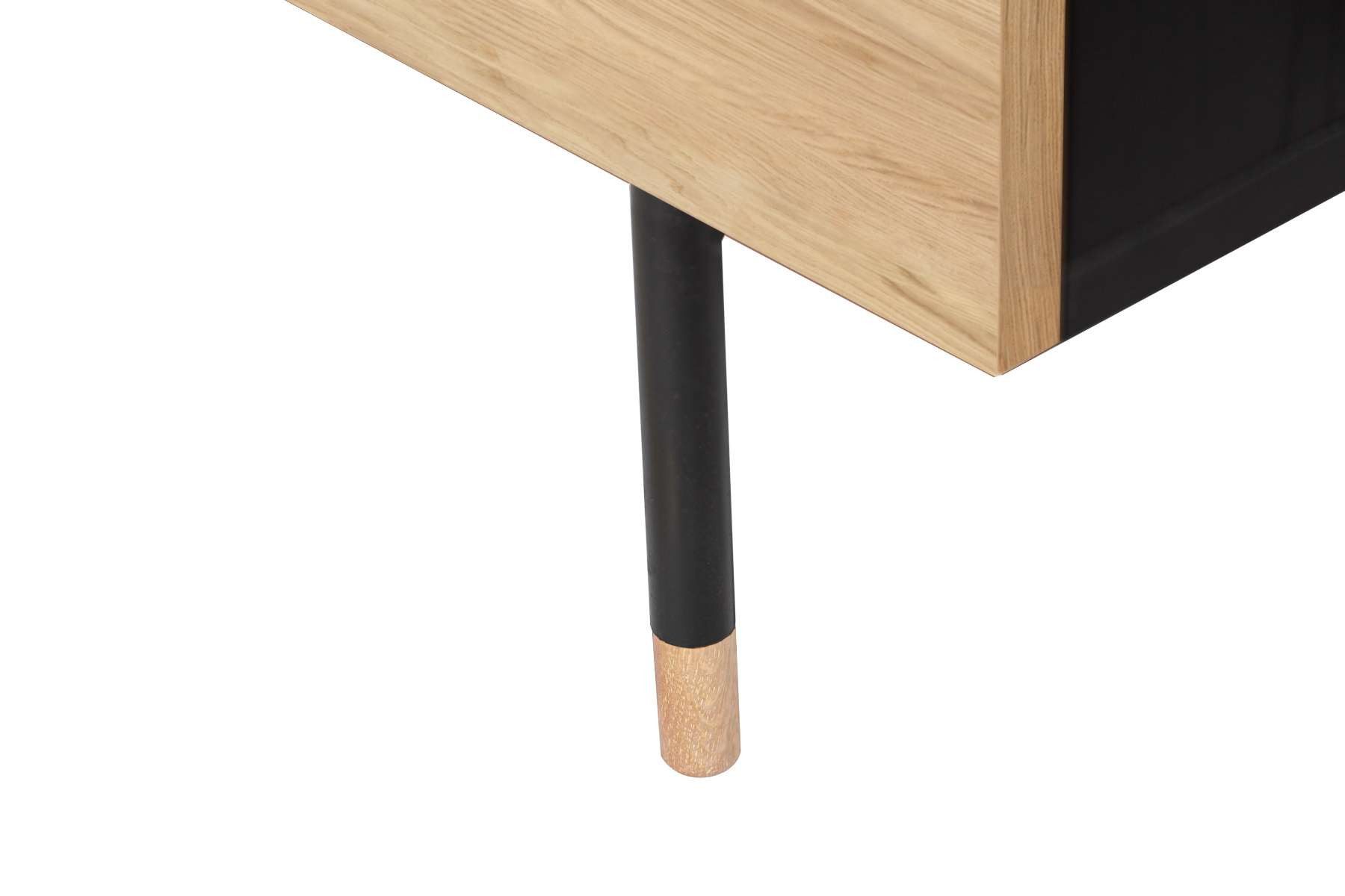 Woodman Nachtkastje Jeugd Echt houtfineer van eiken, breedte 53 cm, met lades, metalen voeten