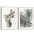 reinders! artprint vaas met bloemen abstract - tekening - blaadjes - palmbladeren (2 stuks) groen