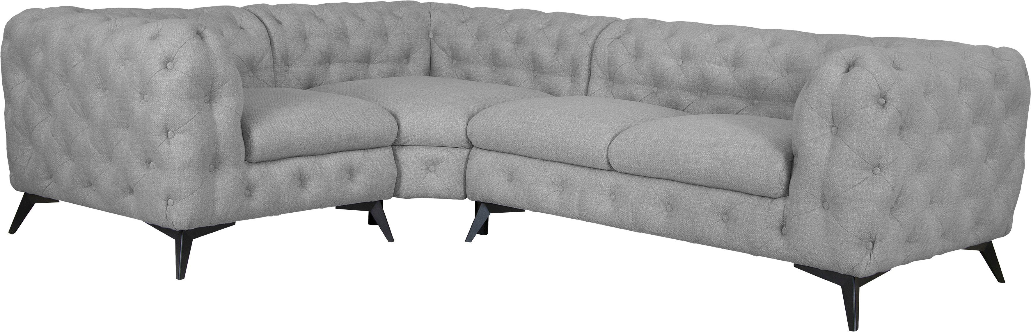 Leonique Chesterfield-bank Glynis L-vorm luxueuze capitonnage, moderne chesterfield look, kleur van de poten ter keuze