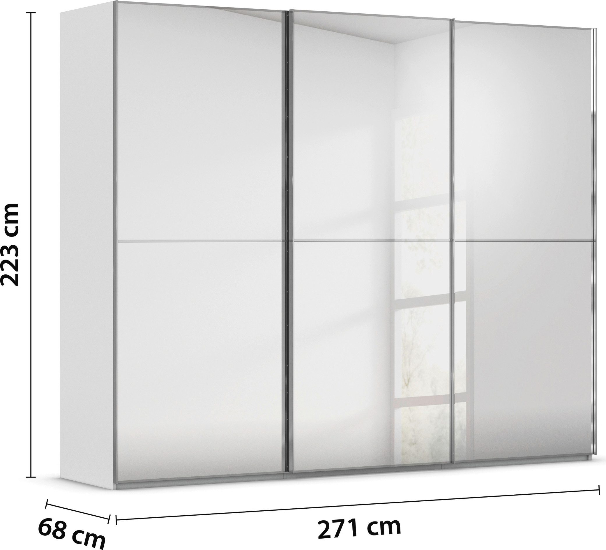 rauch Schuifdeurkast Kledingkast Kast Garderobe Slaapkamerkast SCALE-DUO edel tweedelige deuren spiegelfront en 3 sierlijsten made in germany