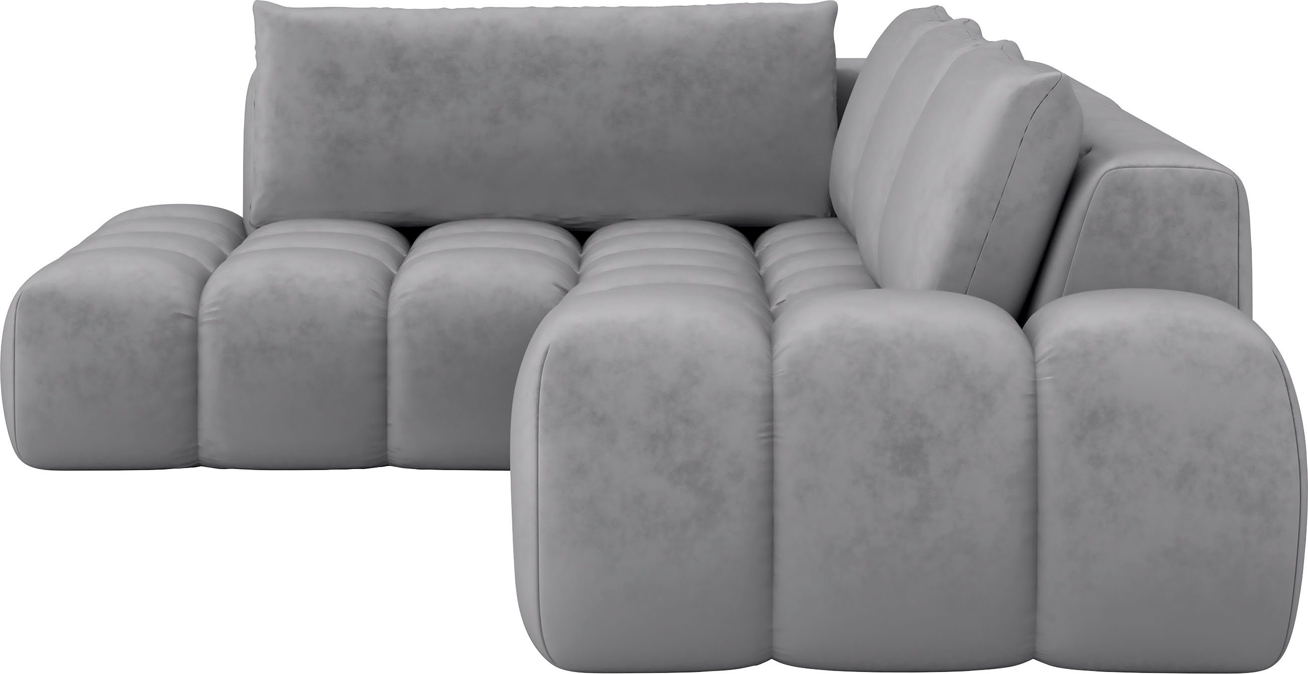INOSIGN Hoekbank AZITA designsofa, elegant en comfortabel L-vorm, bubbel-look losse rugkussens, droomachtige stiksels, afmetingen b/d/h: 352/210/72 cm