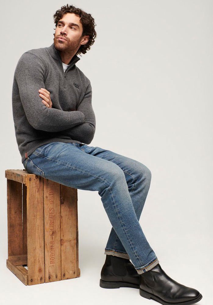 Superdry Gebreide trui ESSENTIAL EMB KNIT HALF ZIP