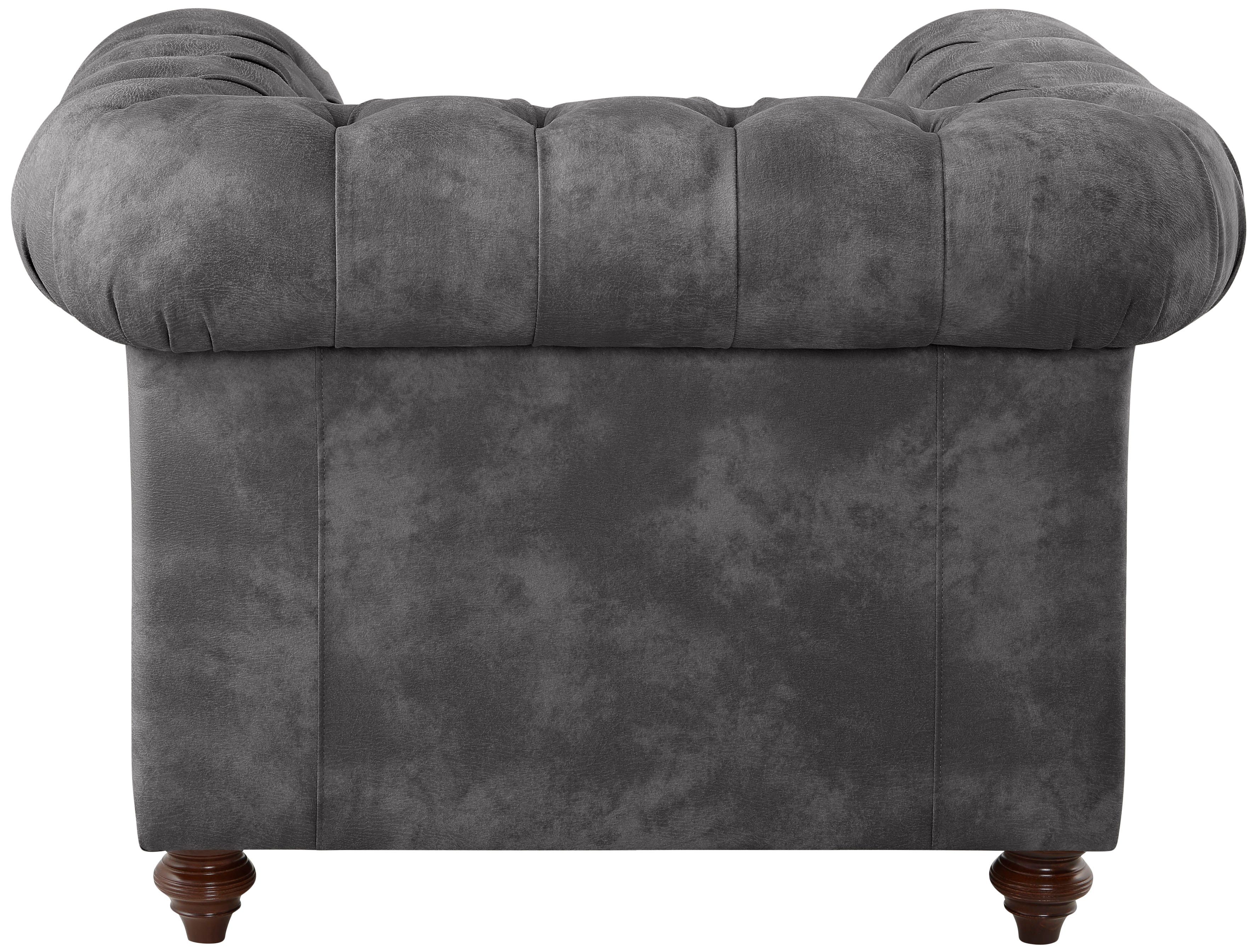 Home affaire Fauteuil Chesterfield B/D/H: 105/69/74 cm met hoogwaardige knoopdetails, ook in leer