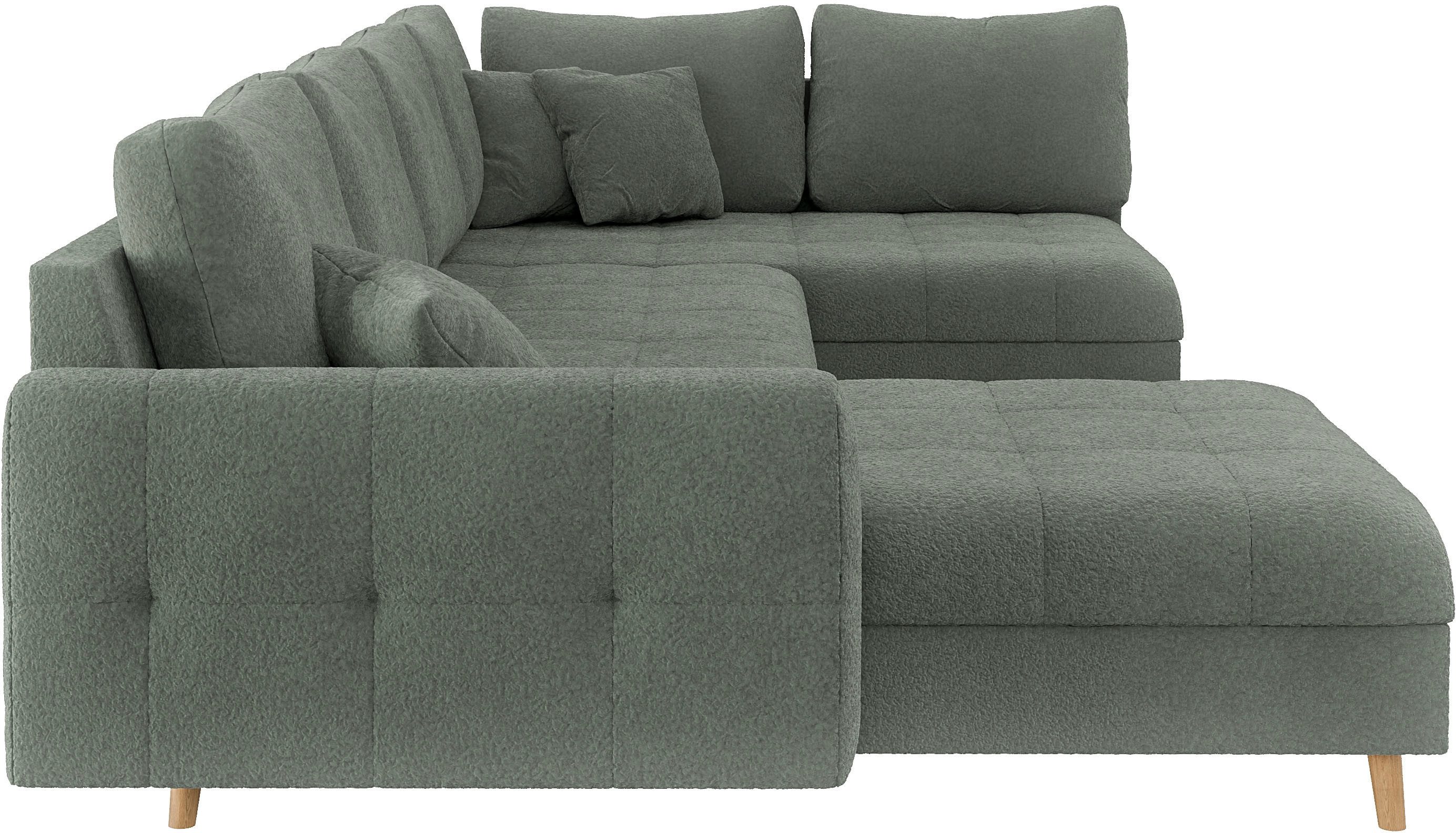 Home affaire Zithoek CHARRE U-vorm met ottomane, afmetingen B/D/H: 310/161/81 cm fijne stiksels, losse rug- en sierkussens, ook in cord en bouclé