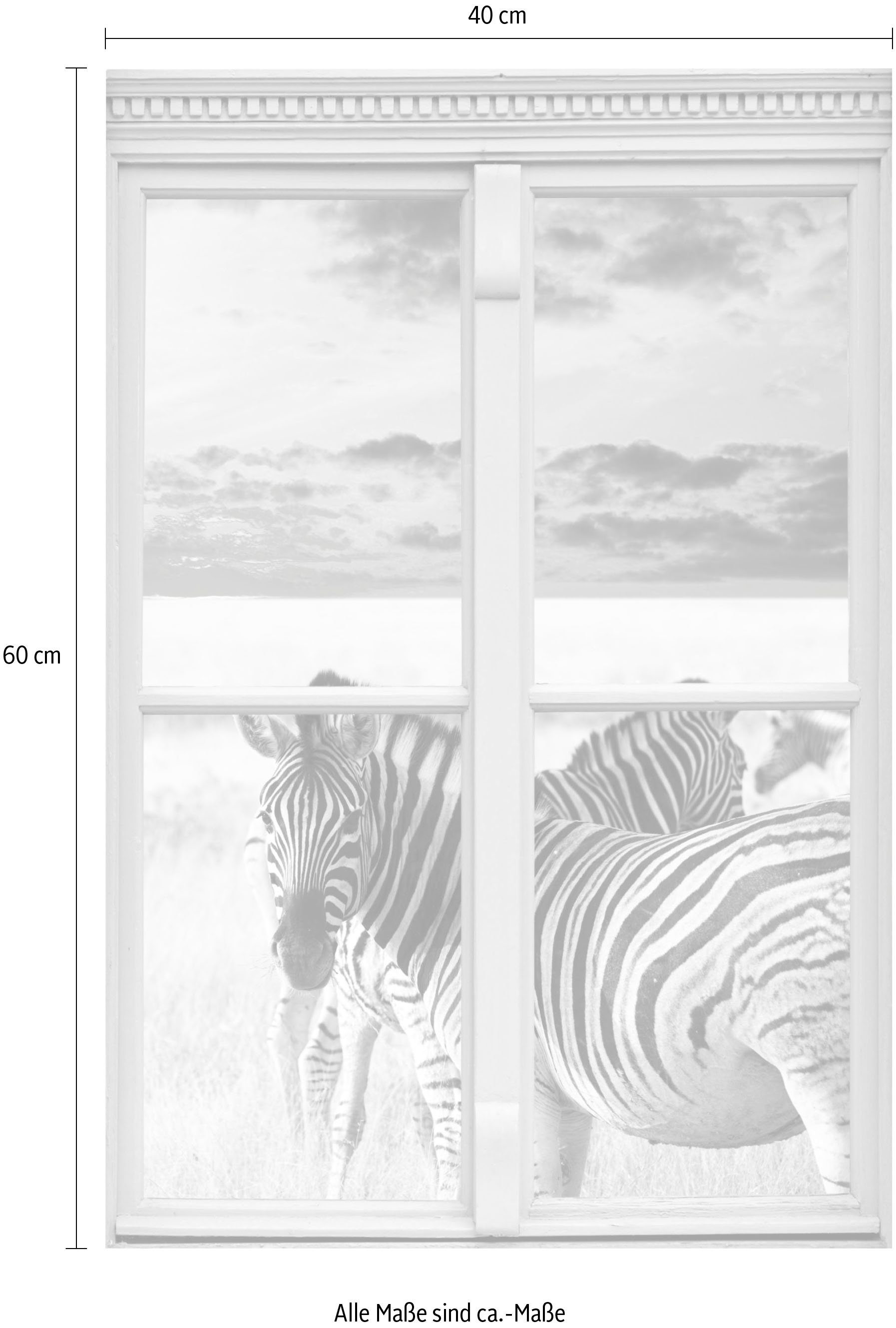 queence Wandfolie Zebra's Muursticker, muurdecoratie, zelfklevend, 3D, raam