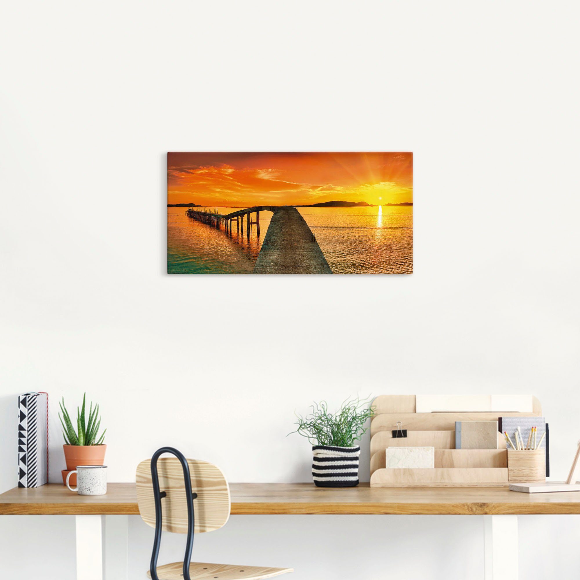 Artland Artprint Zonsopkomst boven de zee als artprint van aluminium, artprint voor buiten, artprint op linnen in verschillende maten