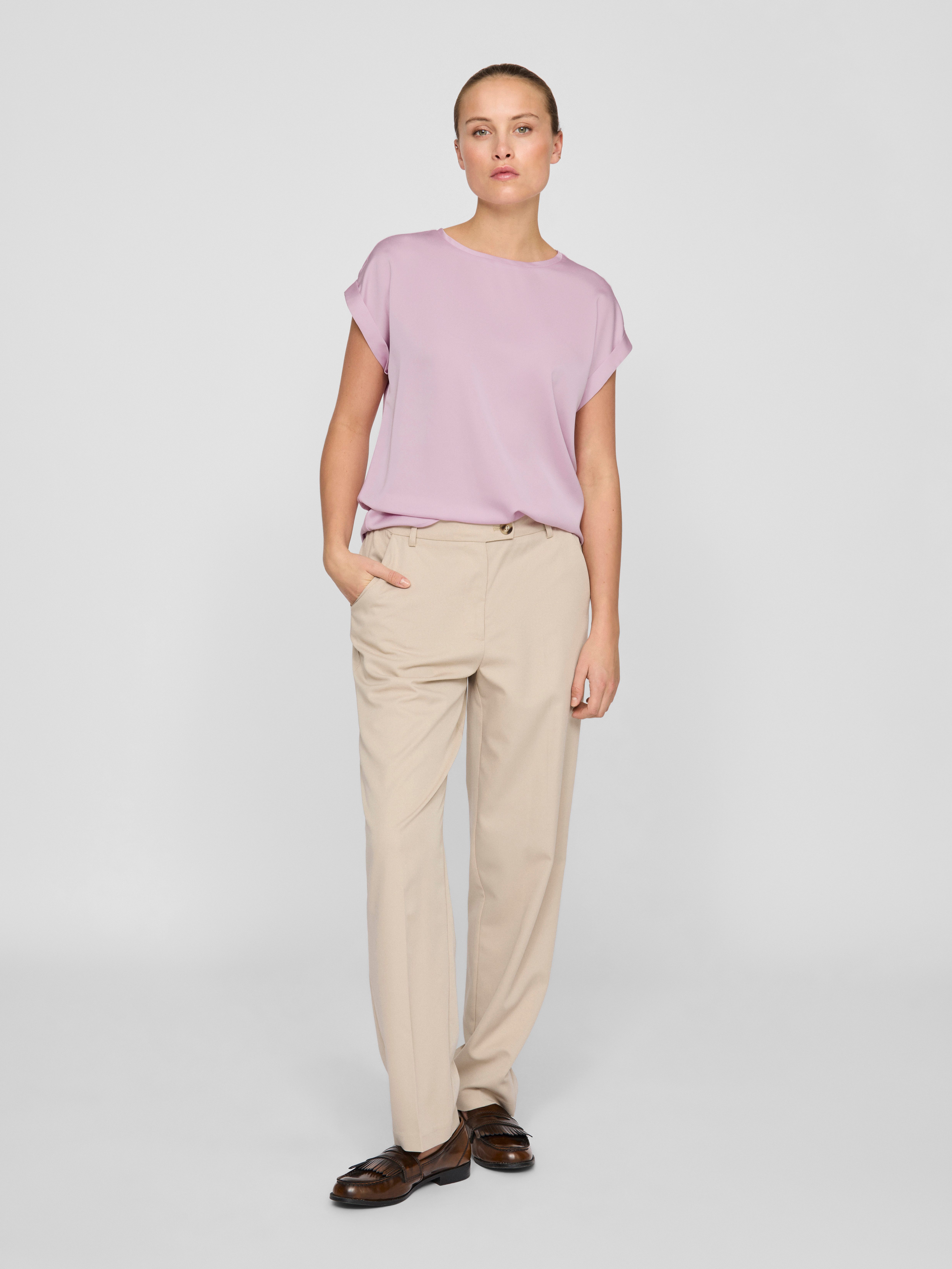 Vila Shirt met korte mouwen VIELLETTE S/S SATIN TOP - NOOS