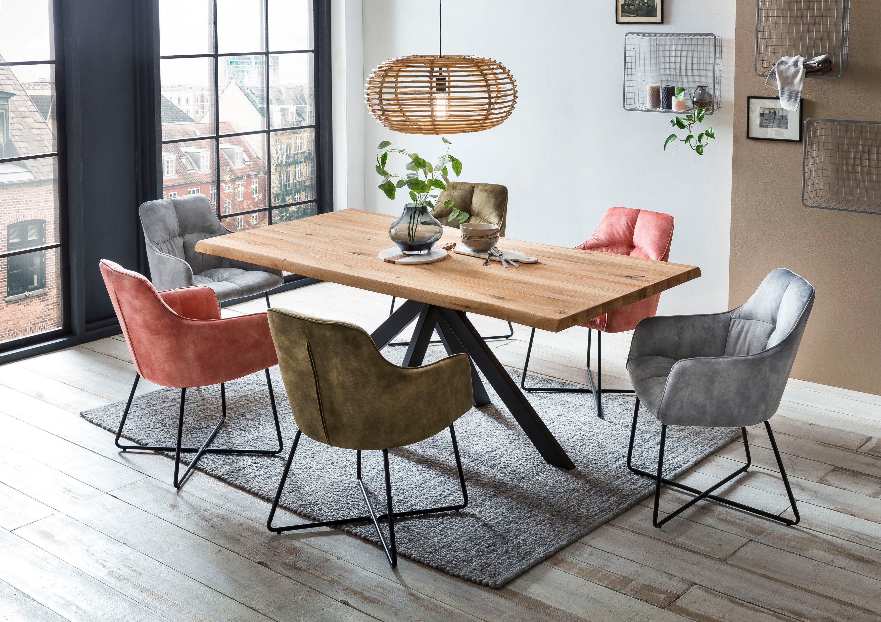 Home affaire Eettafel TRISTAN Massief wild eiken met echte boomrand