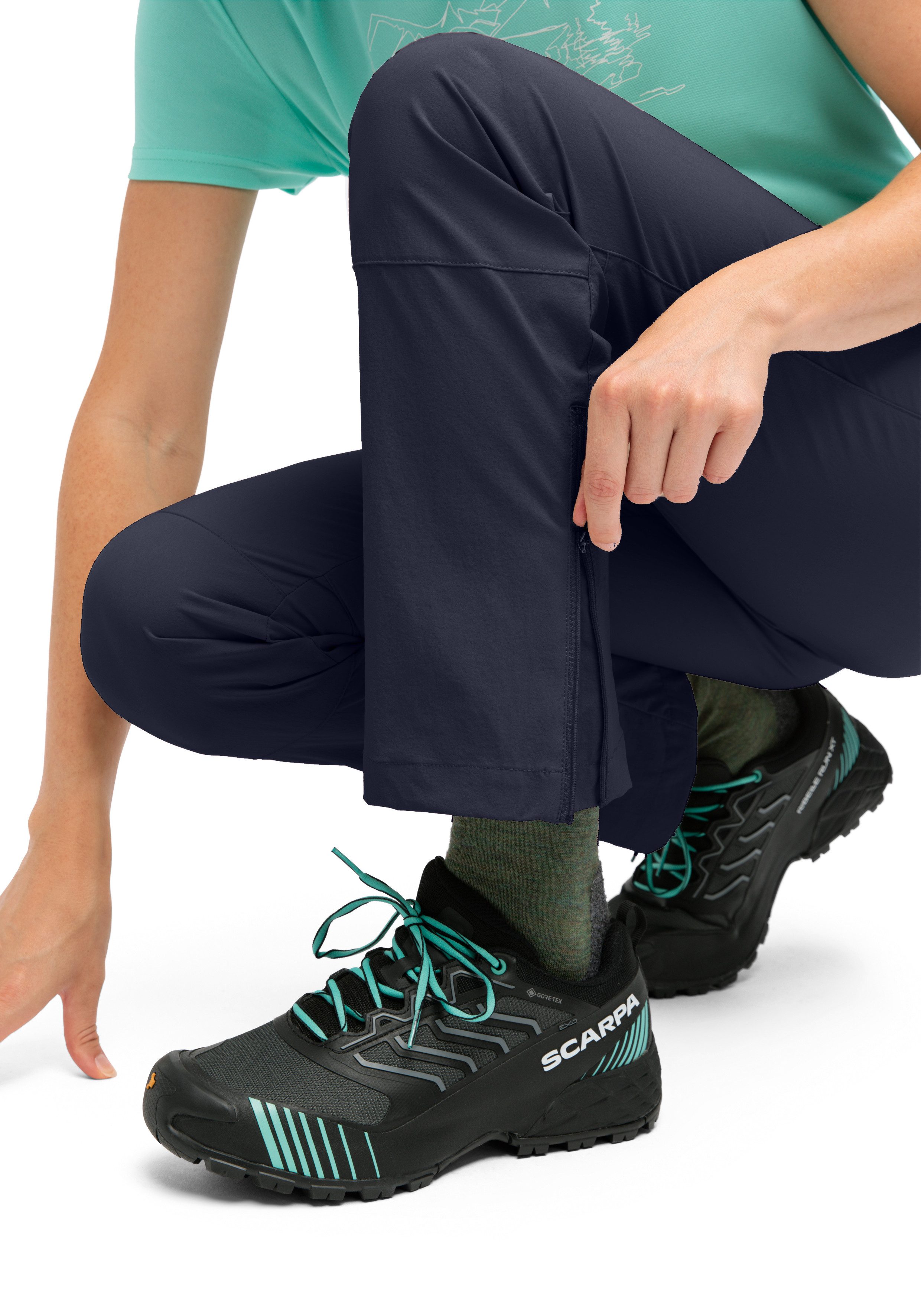 Maier Sports Outdoorbroek Inara slim Vario Dames wandelbroek, functionele broek met variabele tailleband en 4 zakken, slim fit