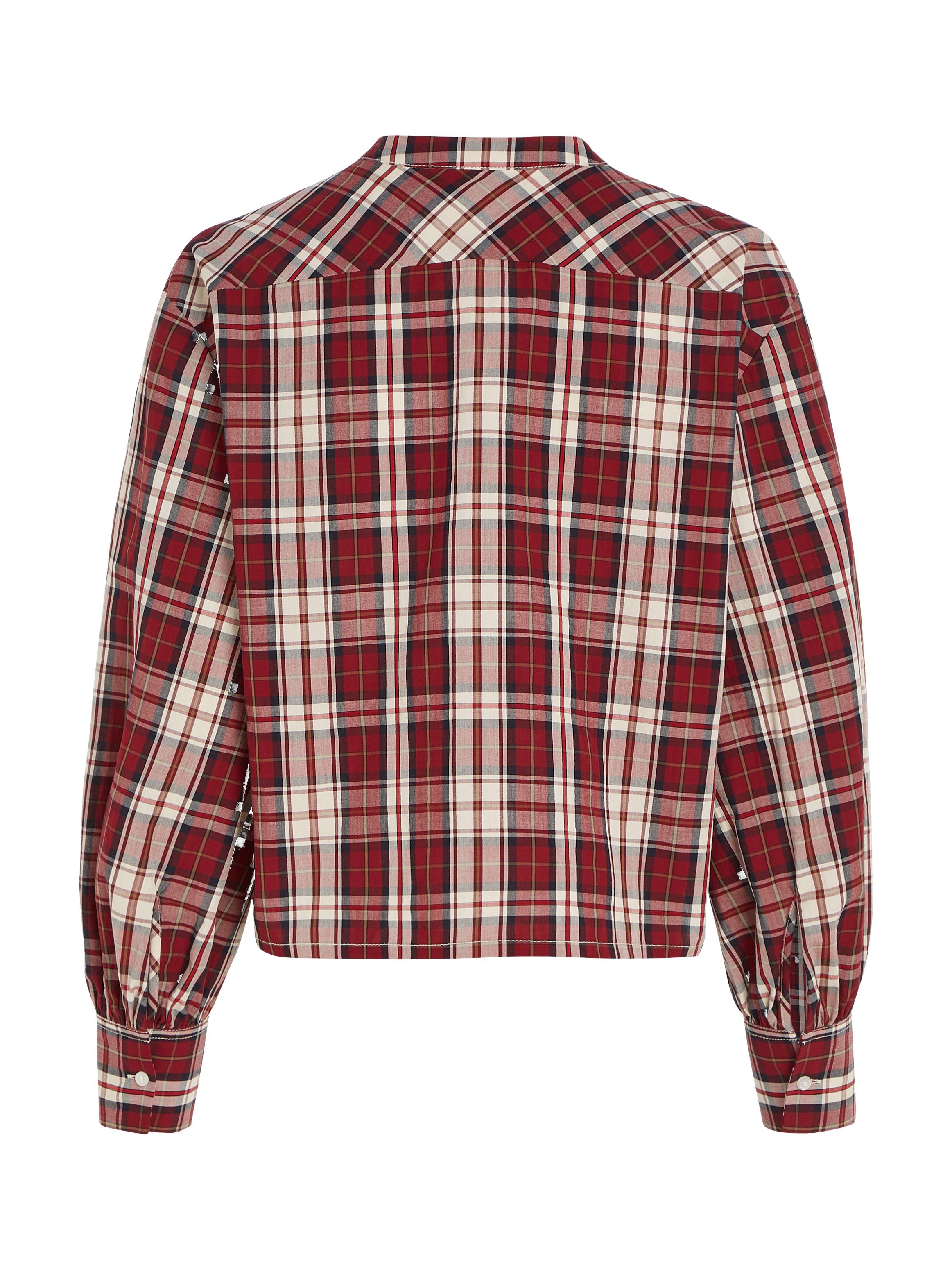 Tommy Hilfiger Blouse met lange mouwen TARTAN CO COLLARLESS SHIRT