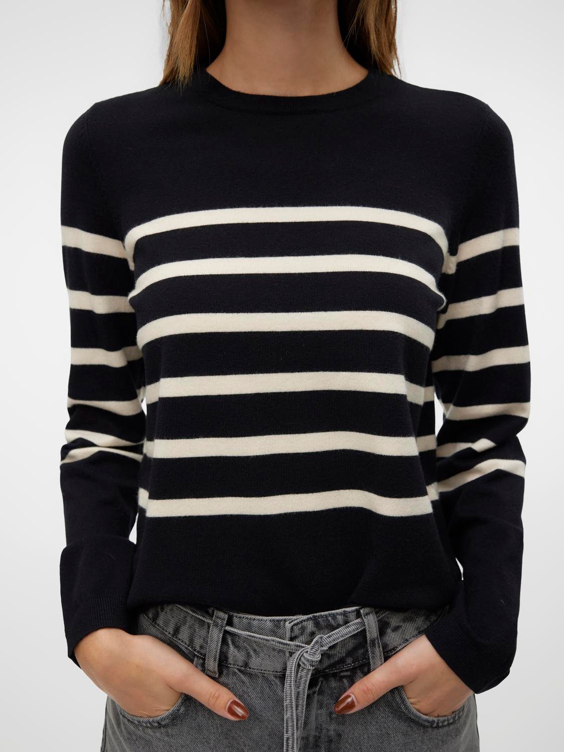 Vero Moda Trui met ronde hals VMSABA PLAIN LS O-NECK PULLOVER GA NOOS