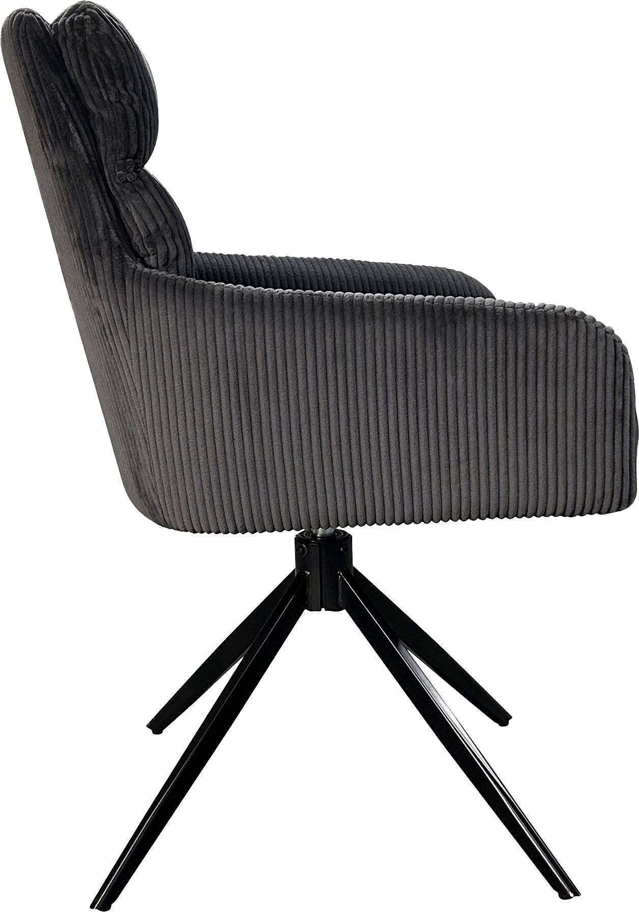 byLIVING Eetkamerstoel Pura (2-stuks set) Zitkuip 360° draaibaar, zwart metaal, armleuningstoel, diverse kleuren (set)