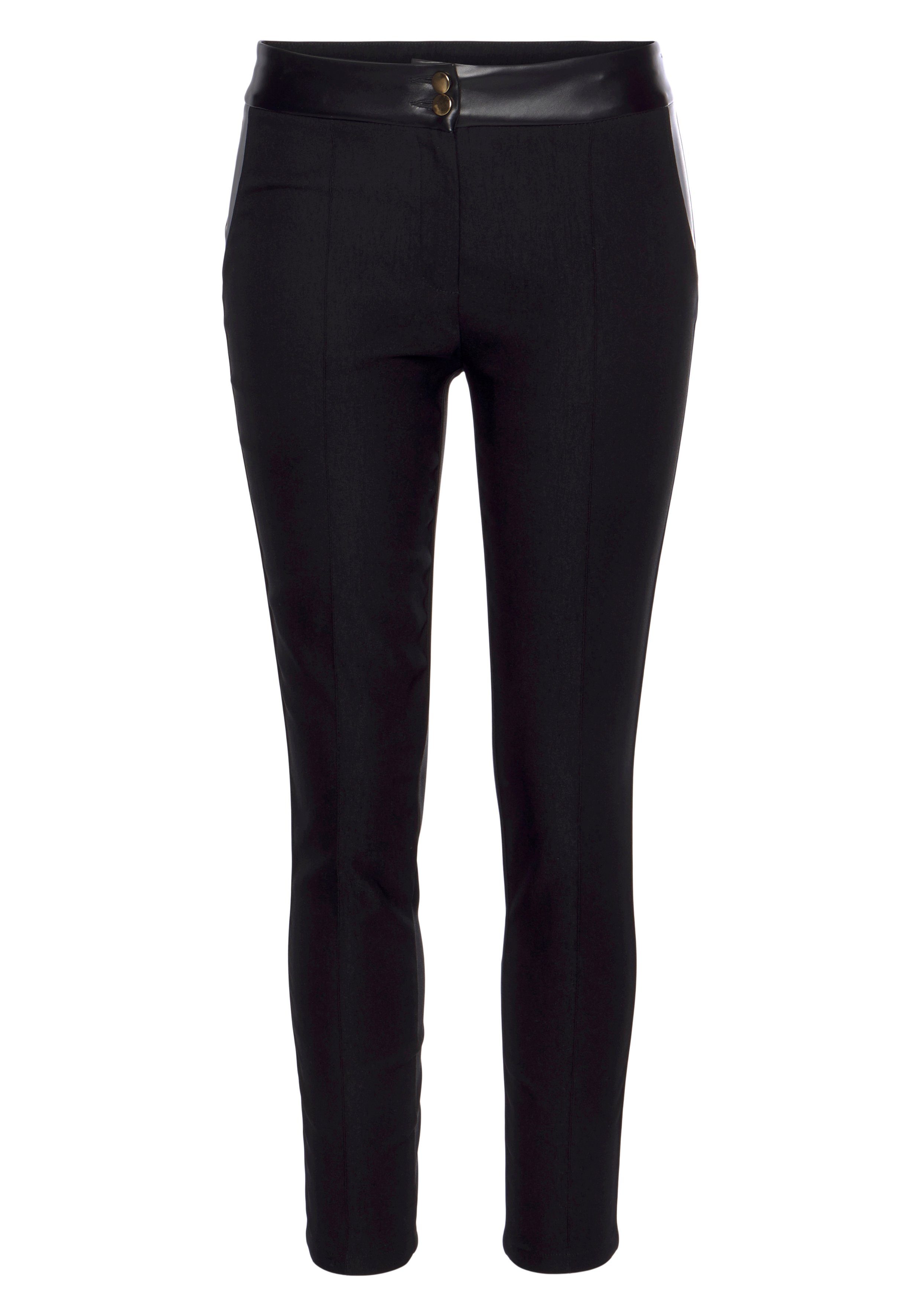 Lascana Stretchbroek met inzetstukken van imitatieleer, elegante jerseybroek, casual-chic