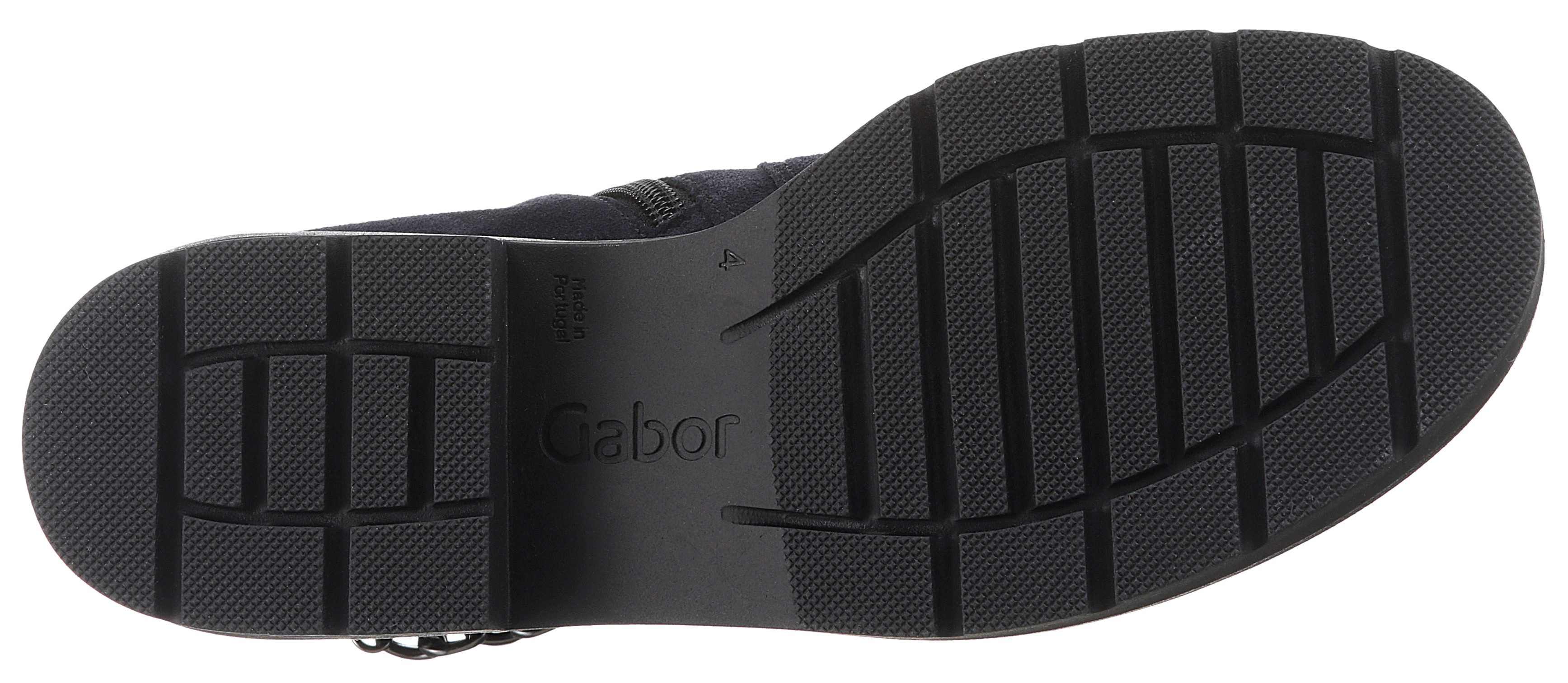 Gabor Chelsea-boots blokhak, herfstmode, enkellaars met decoratieve ketting aan de schacht