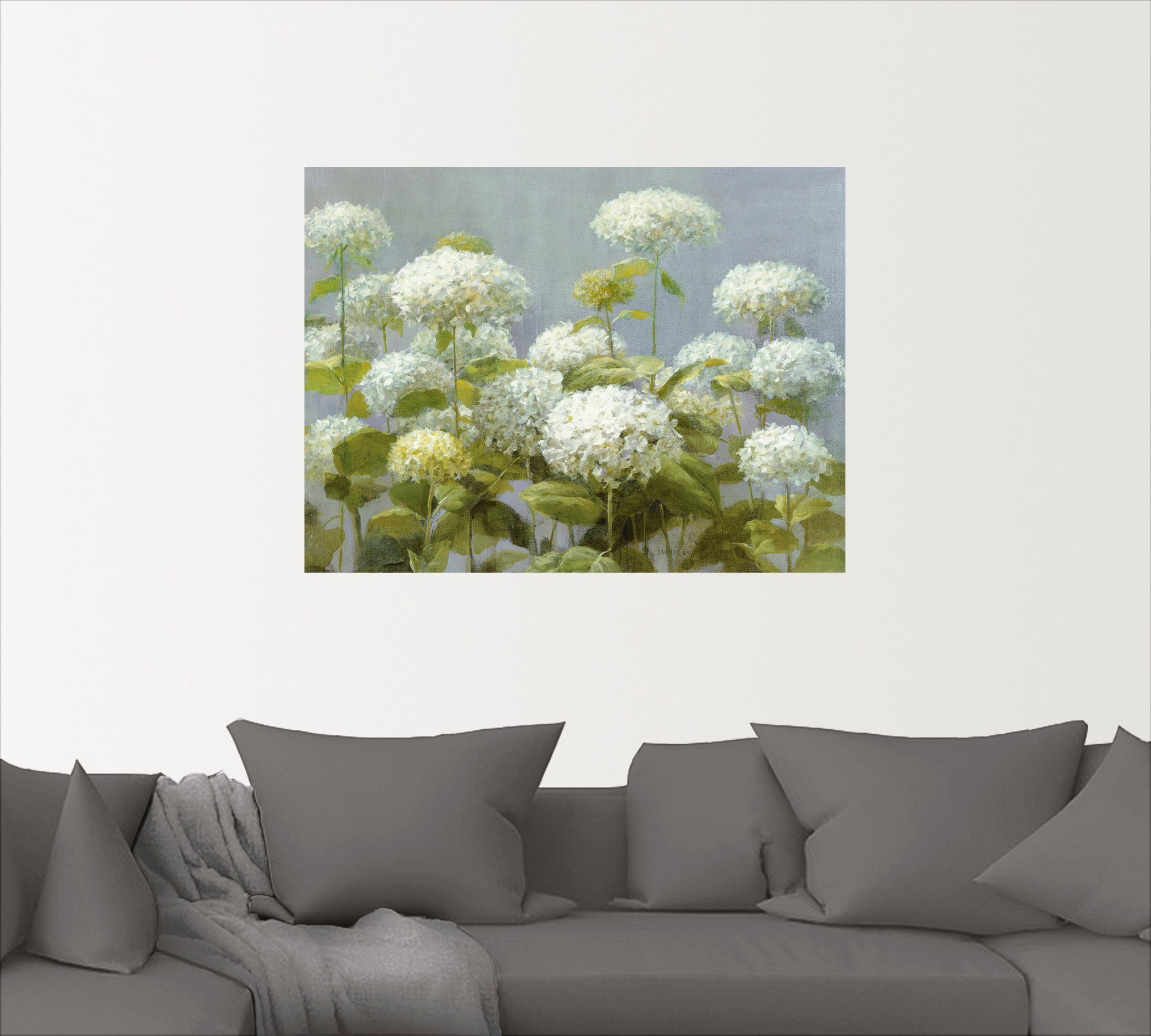 Artland Artprint Witte hortensia's tuin als artprint op linnen, poster, muursticker in verschillende maten