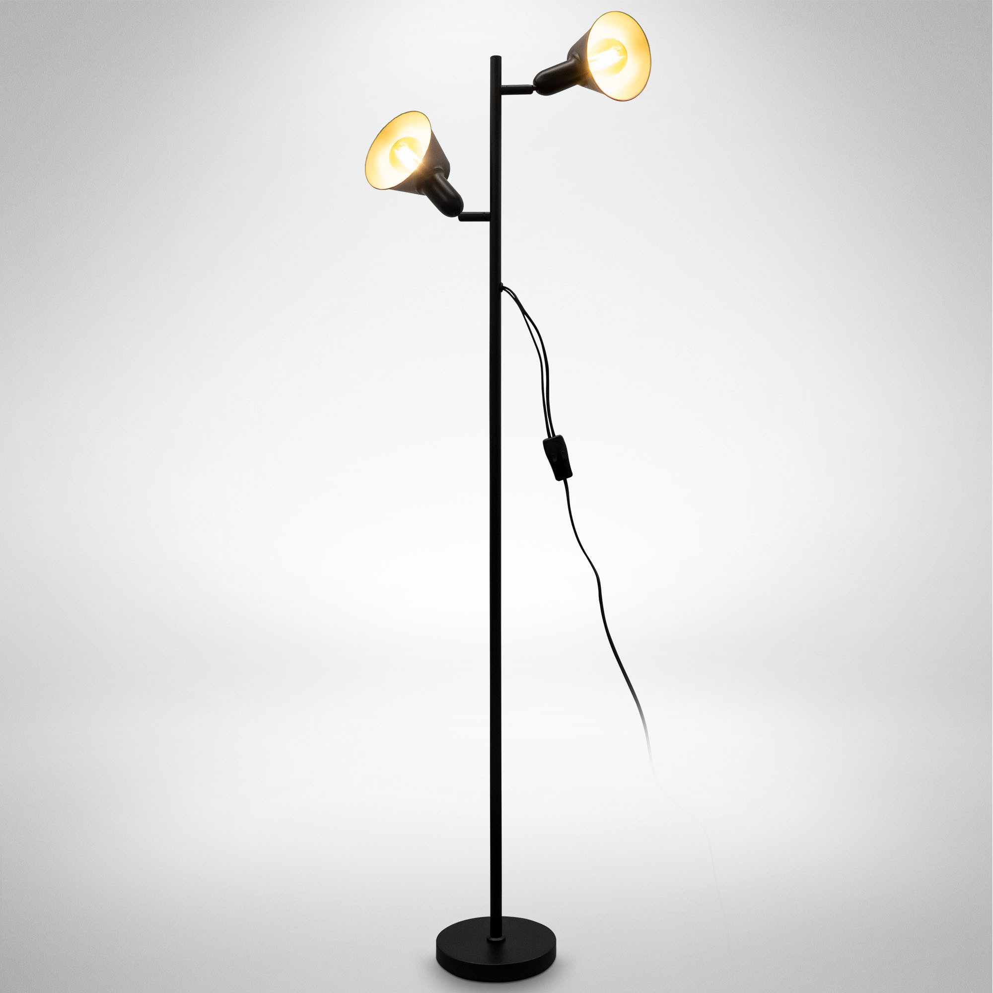B.K.Licht Staande lamp Design vloerlamp, incl. dubbele schakelaar (1 stuk)