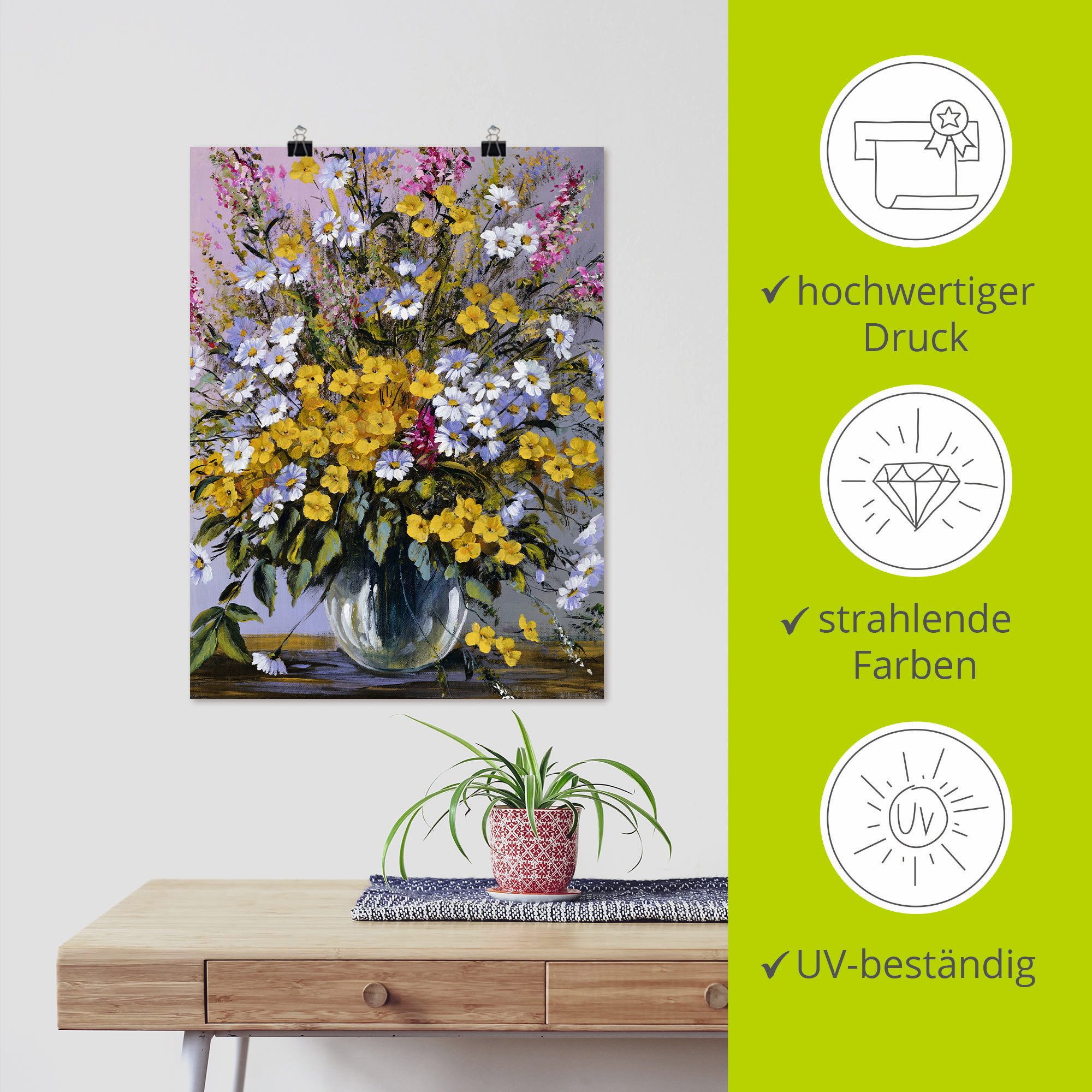 Artland Artprint Gemengd boeket als artprint op linnen, poster in verschillende formaten maten