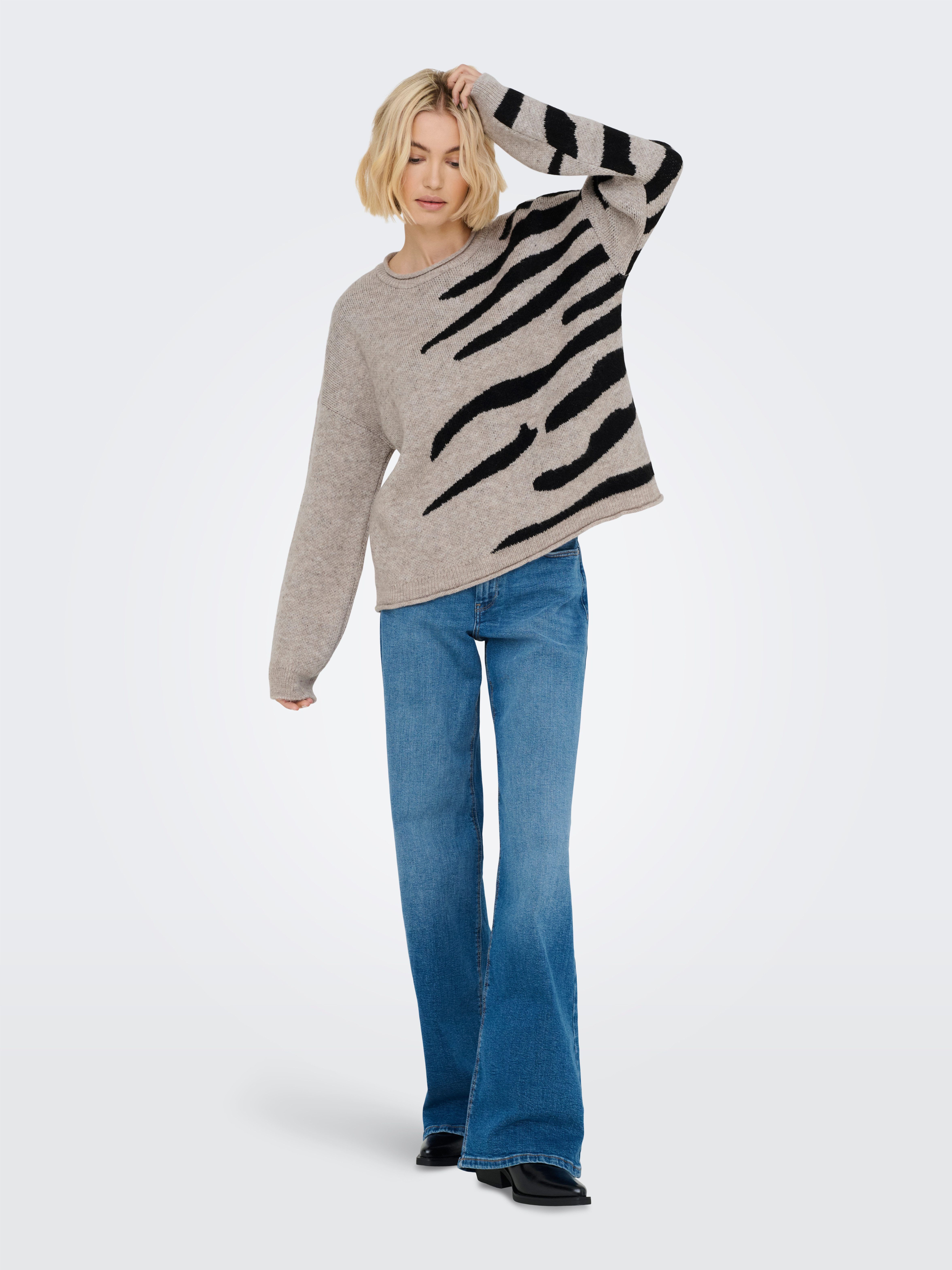 Only Trui met ronde hals ONLJADE PATTERN LS O-NECK EX KNT