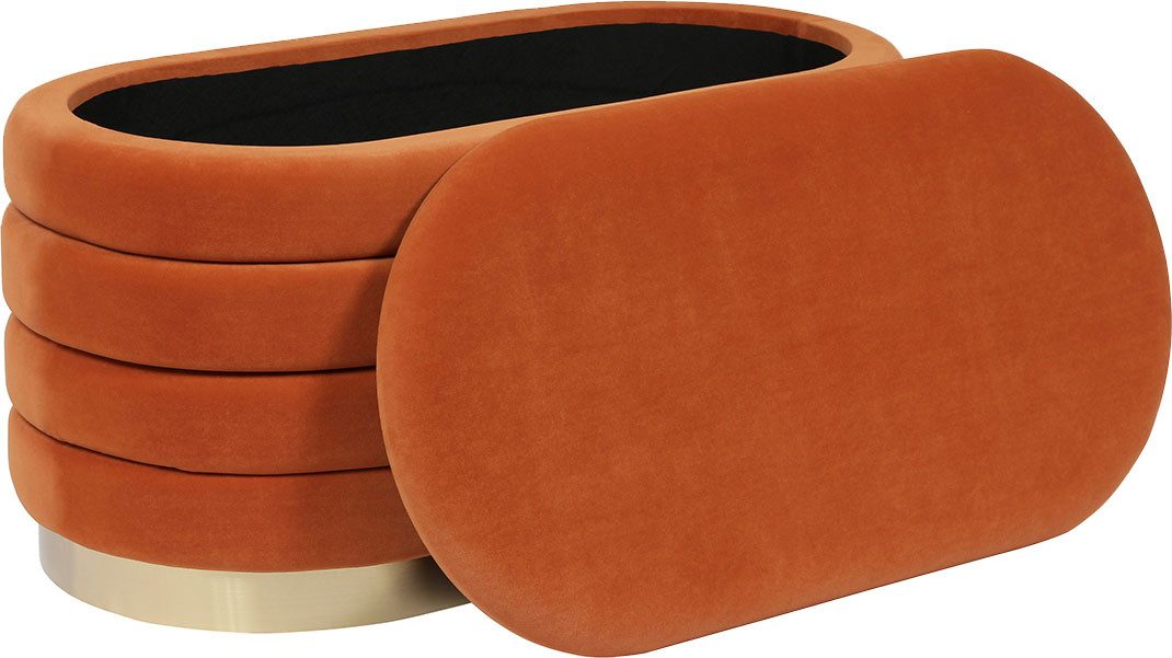 Kayoom Zitbank Aiden 125, Elegante uitstraling door goudkleurige basis fluwelen zacht, met opbergruimte, stevige roestvrijstalen basis, gezellig ontwerp (1 stuk)