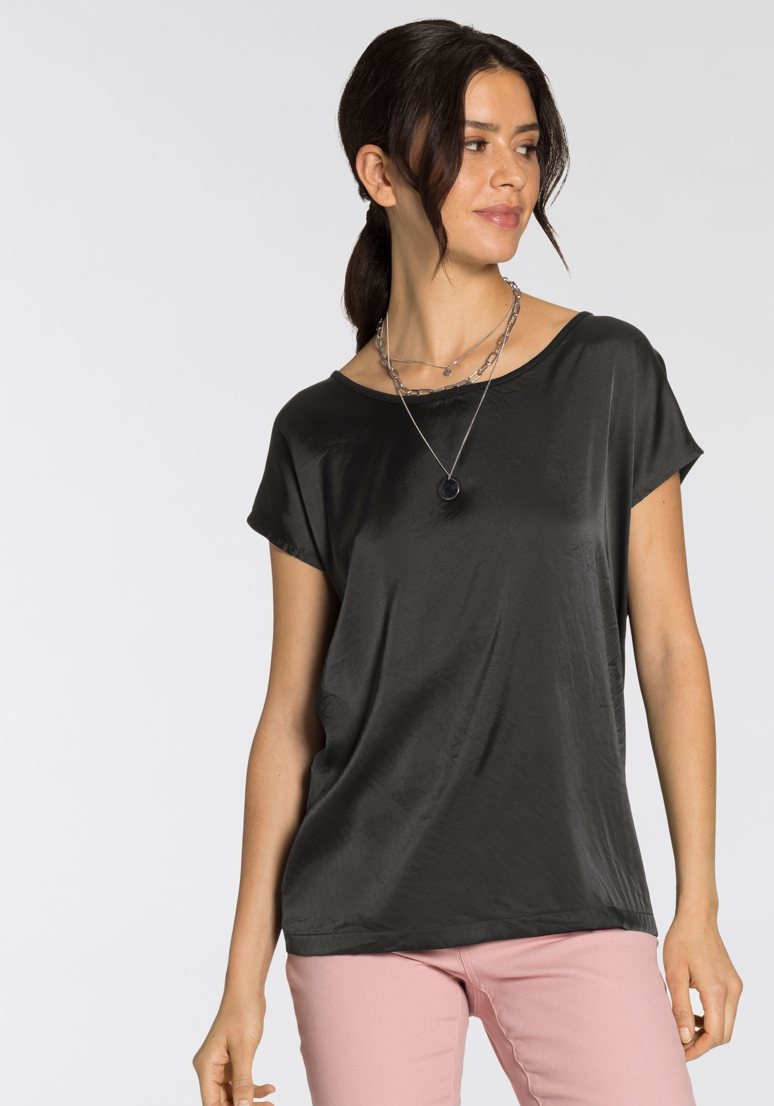 Laura Scott Shirtblouse van satijn en jersey