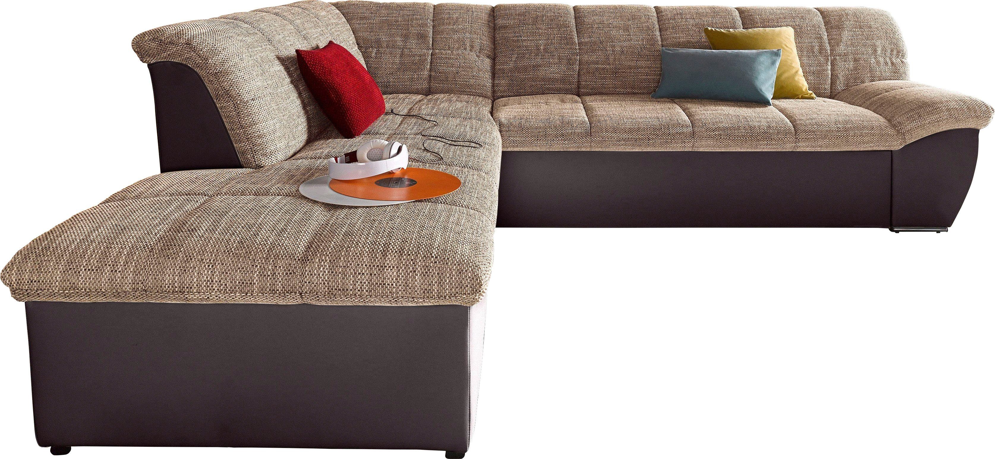DOMO collection Hoekbank Splash, actuele zit- en rugsteppingen, materiaalmix, L-vorm