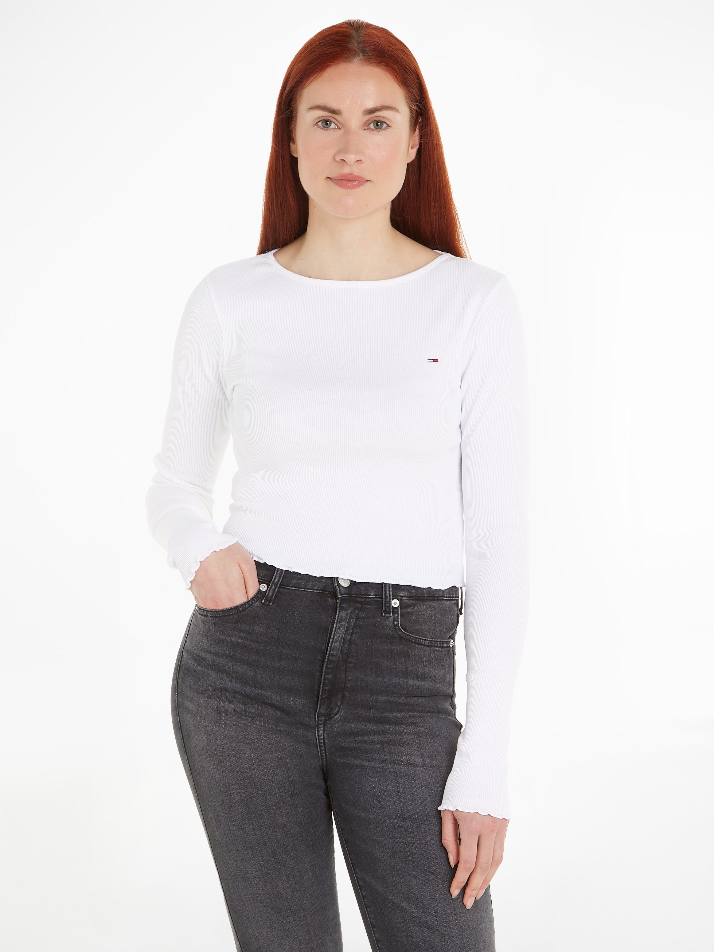 TOMMY JEANS Crop-top met logo in reliëf op de borst