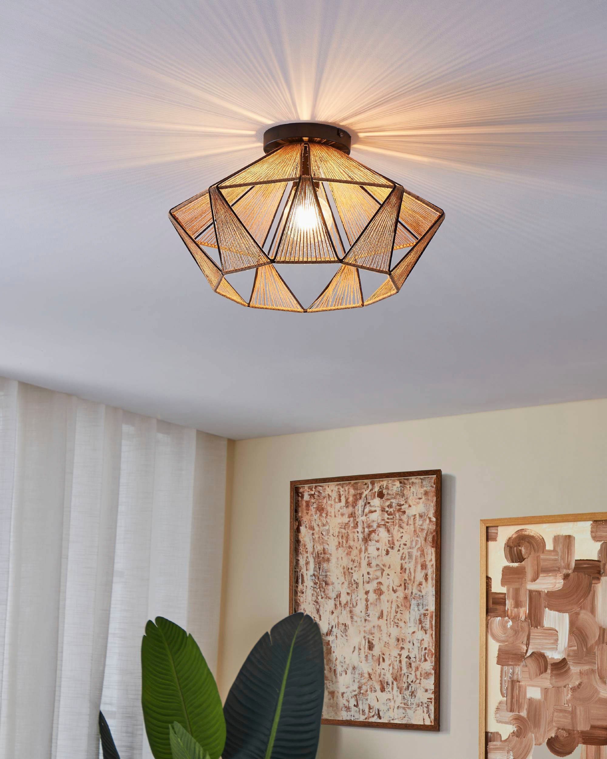EGLO Plafondlamp ADWICKLE Plafondlamp, staal en textiel, woonkamerlamp, hal lamp (1 stuk)