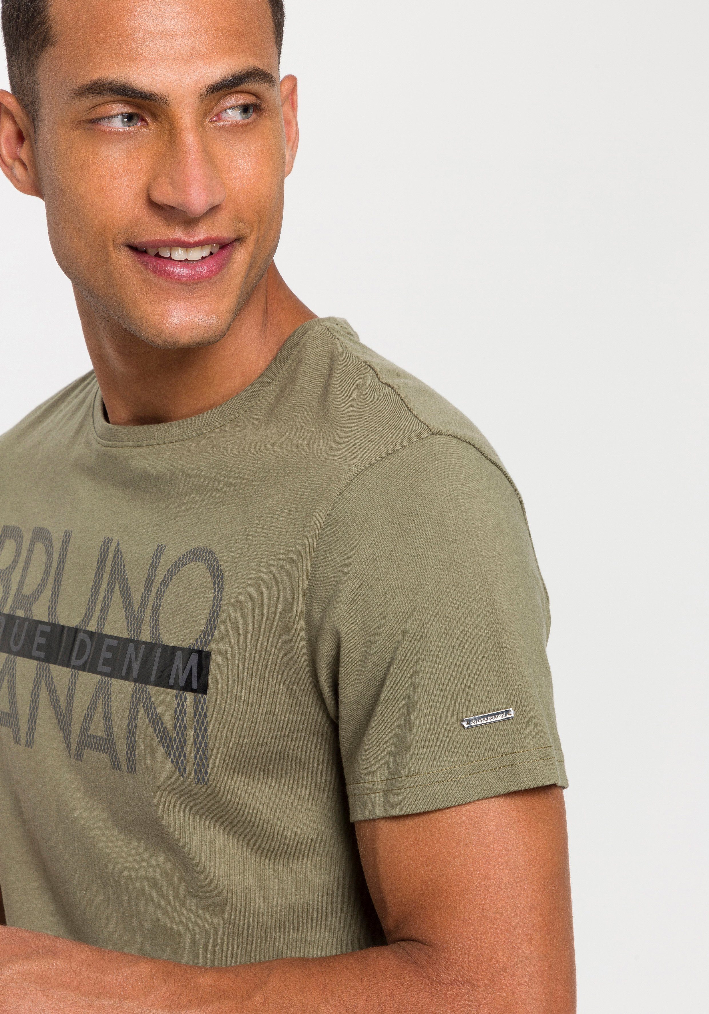 Bruno Banani T-shirt korte mouwen, smal gesneden, bedrukt, van katoen