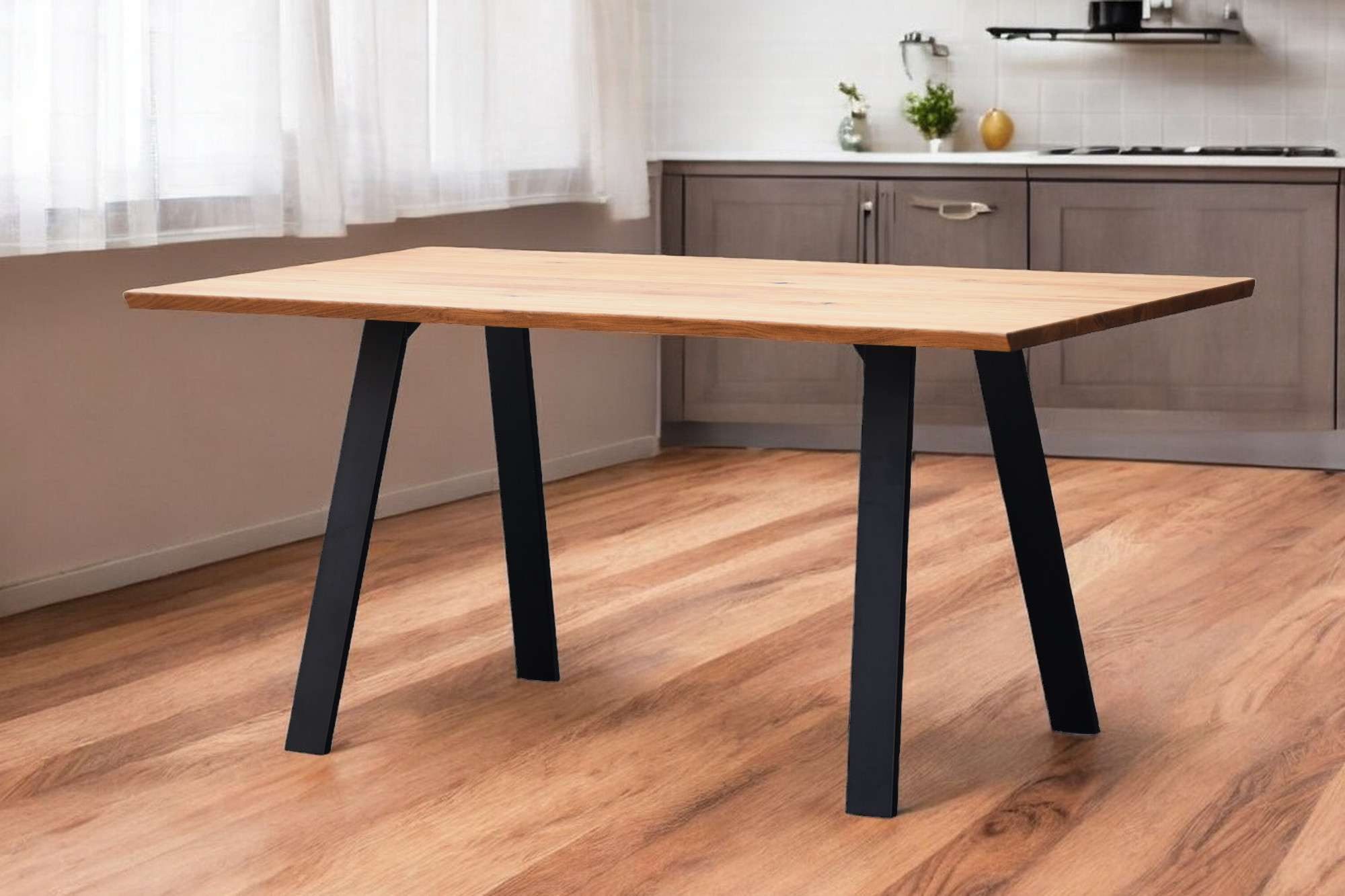 Home affaire Eettafel Reidigen keukentafel, A-vorm metalen frame, massief gewild eikenhout, geolied