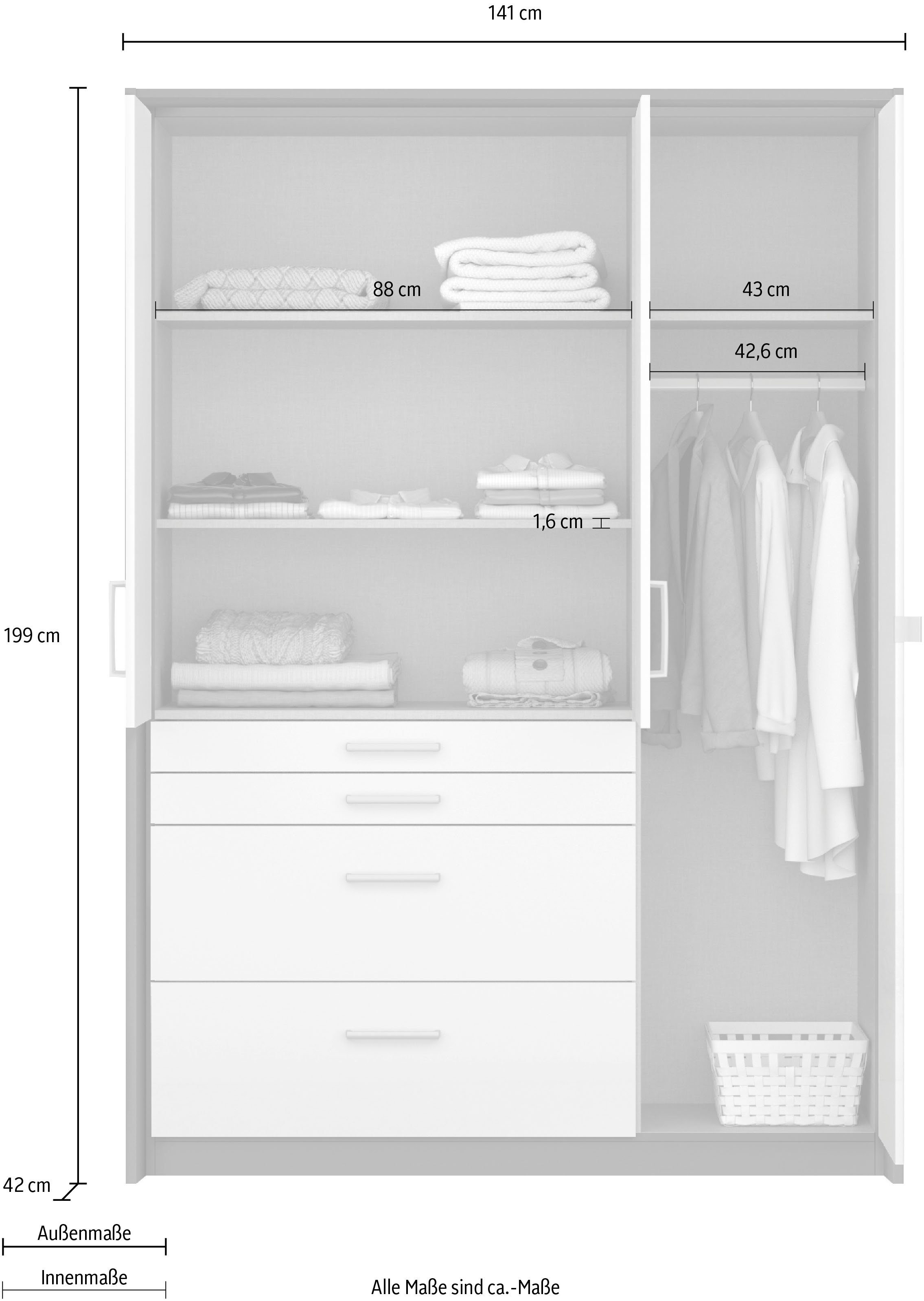 rauch Draaideurkast Kledingkast kast garderobe garderobekast topseller HOMBURG inclusief passe-partout, bovenste lade met indeling made in germany