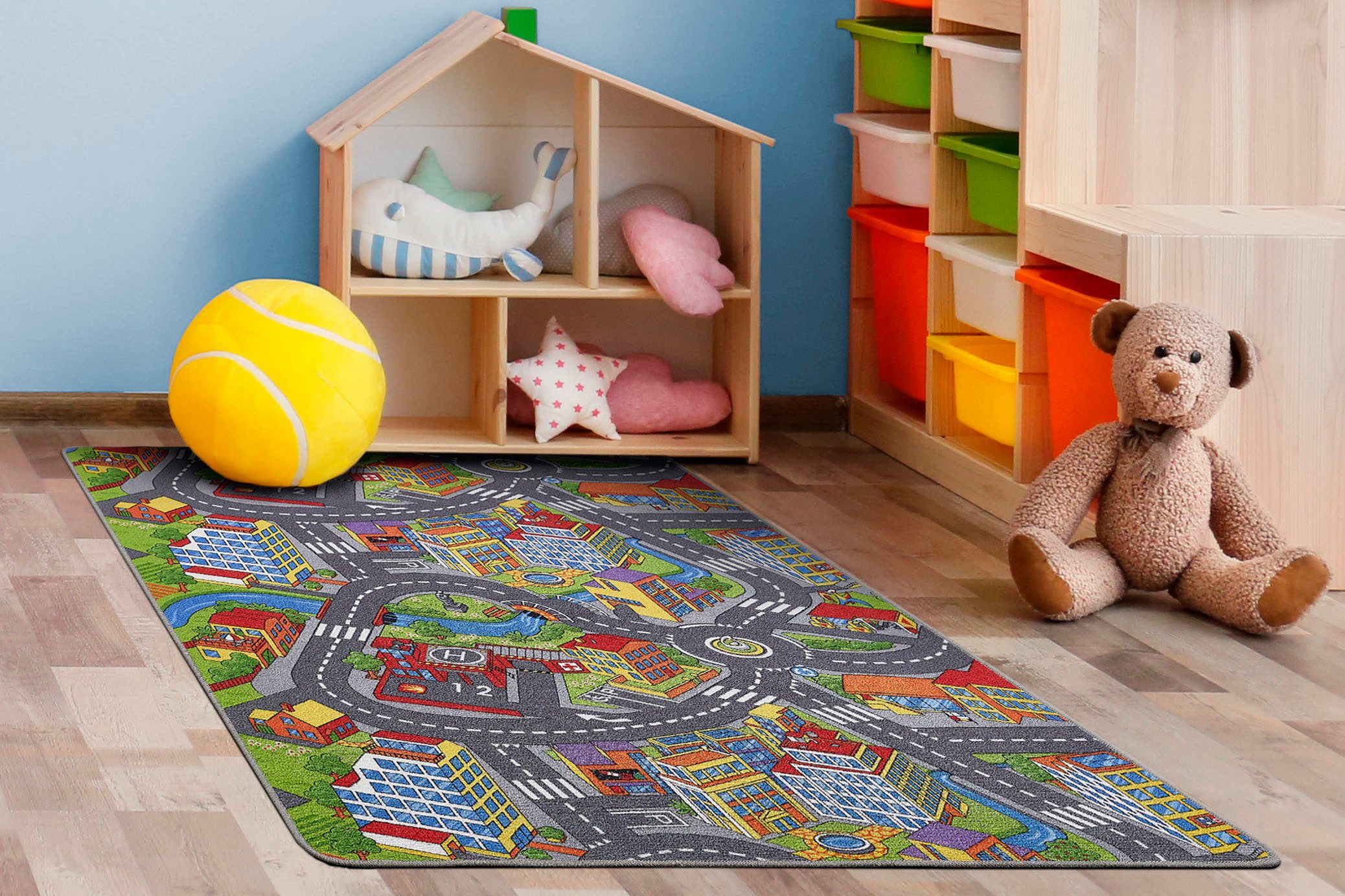 Andiamo Kindervloerkleed Straat Opslagruiming Straat speel tapijt, speciale aanbieding, voor meisjes & jongens