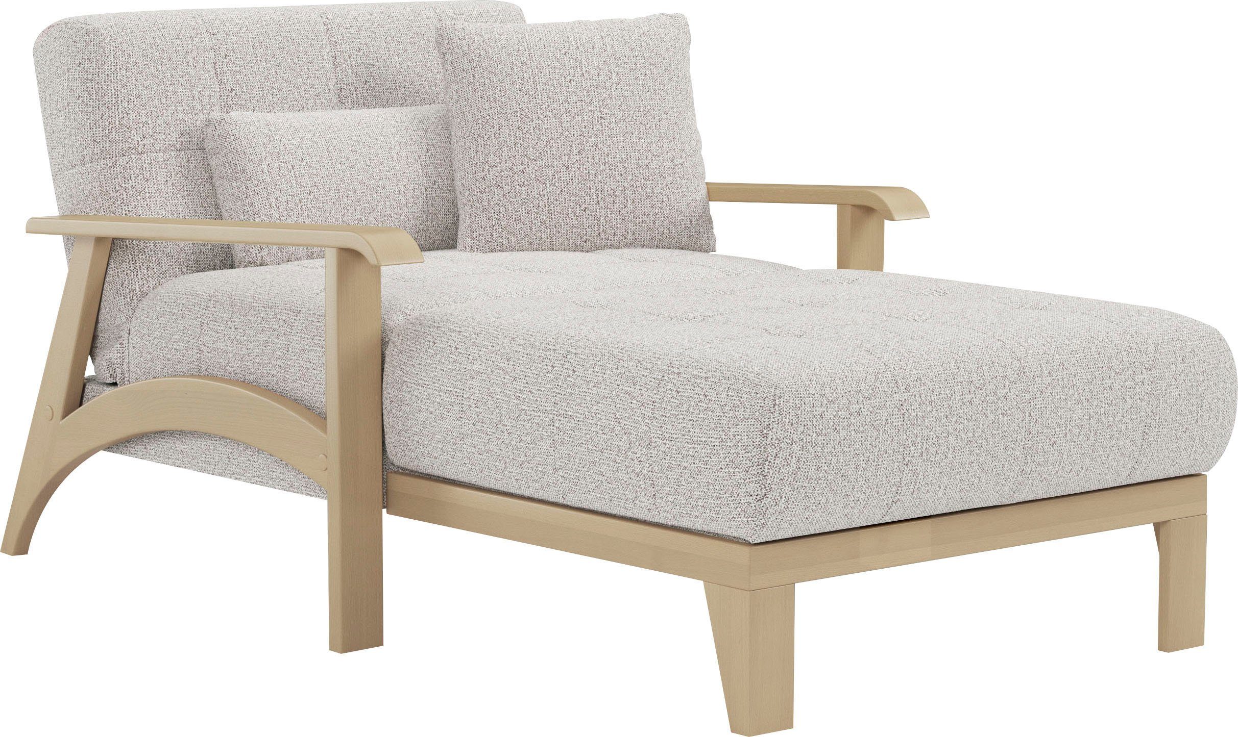 sit&more Récamier Billund Armleuningen van natuurlijk beukenhout, verschillende bekledingen en kleuren