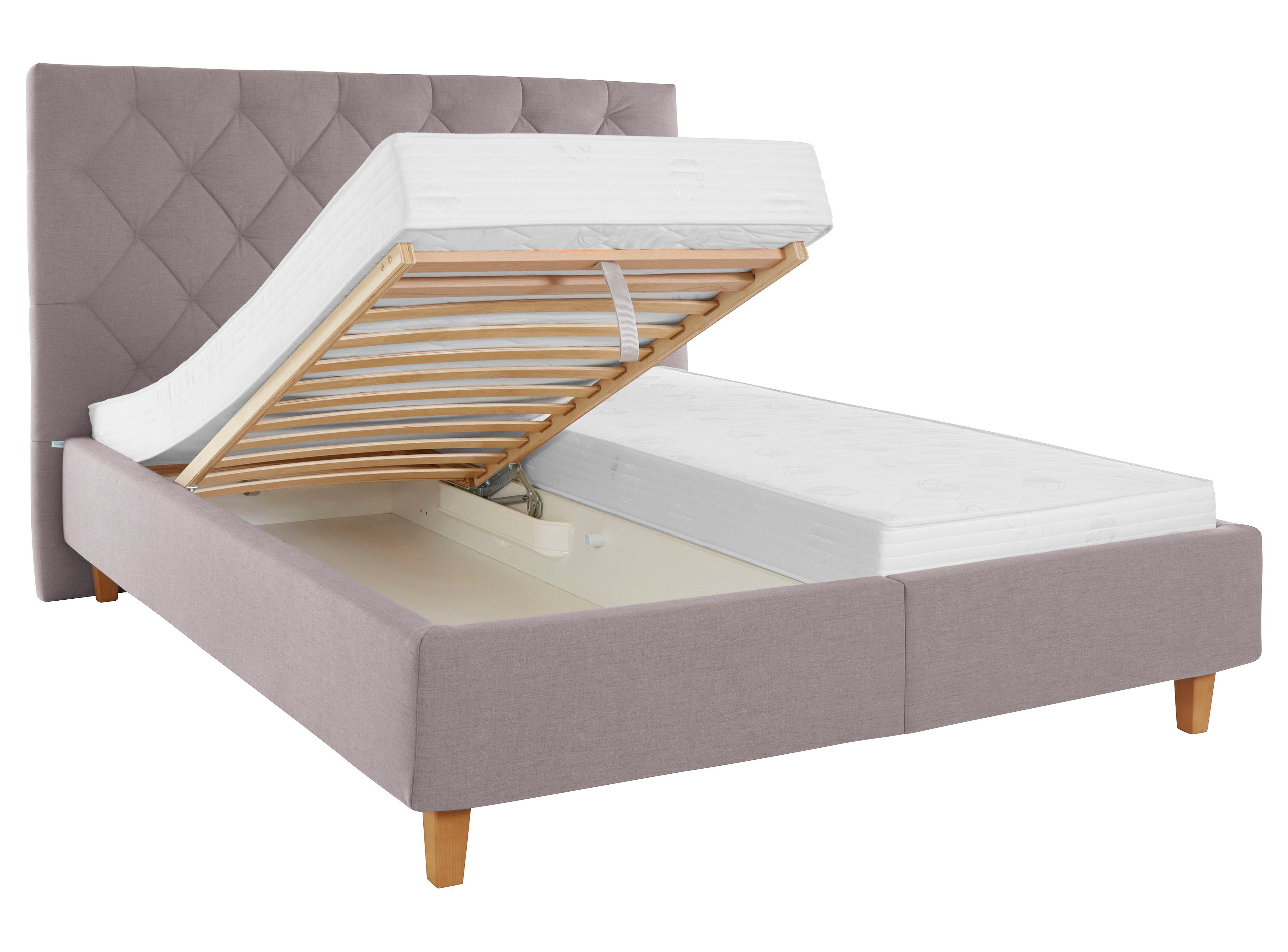 Guido Maria Kretschmer Home&Living Gestoffeerd bed Sunley 140 Kruisstiksel, hoofdbordhoogte 142 cm, zonder of met matras/lattenbodem