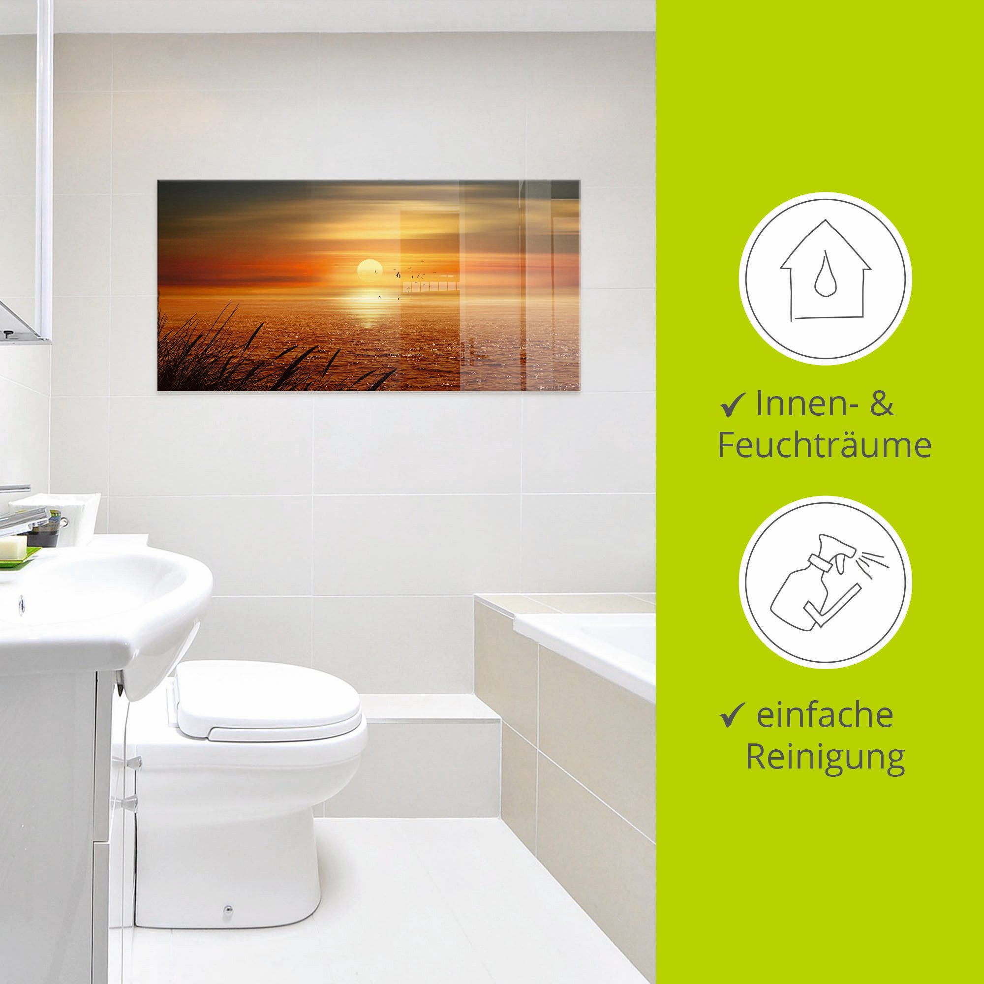 Artland Print op glas Zonsondergang boven de zee