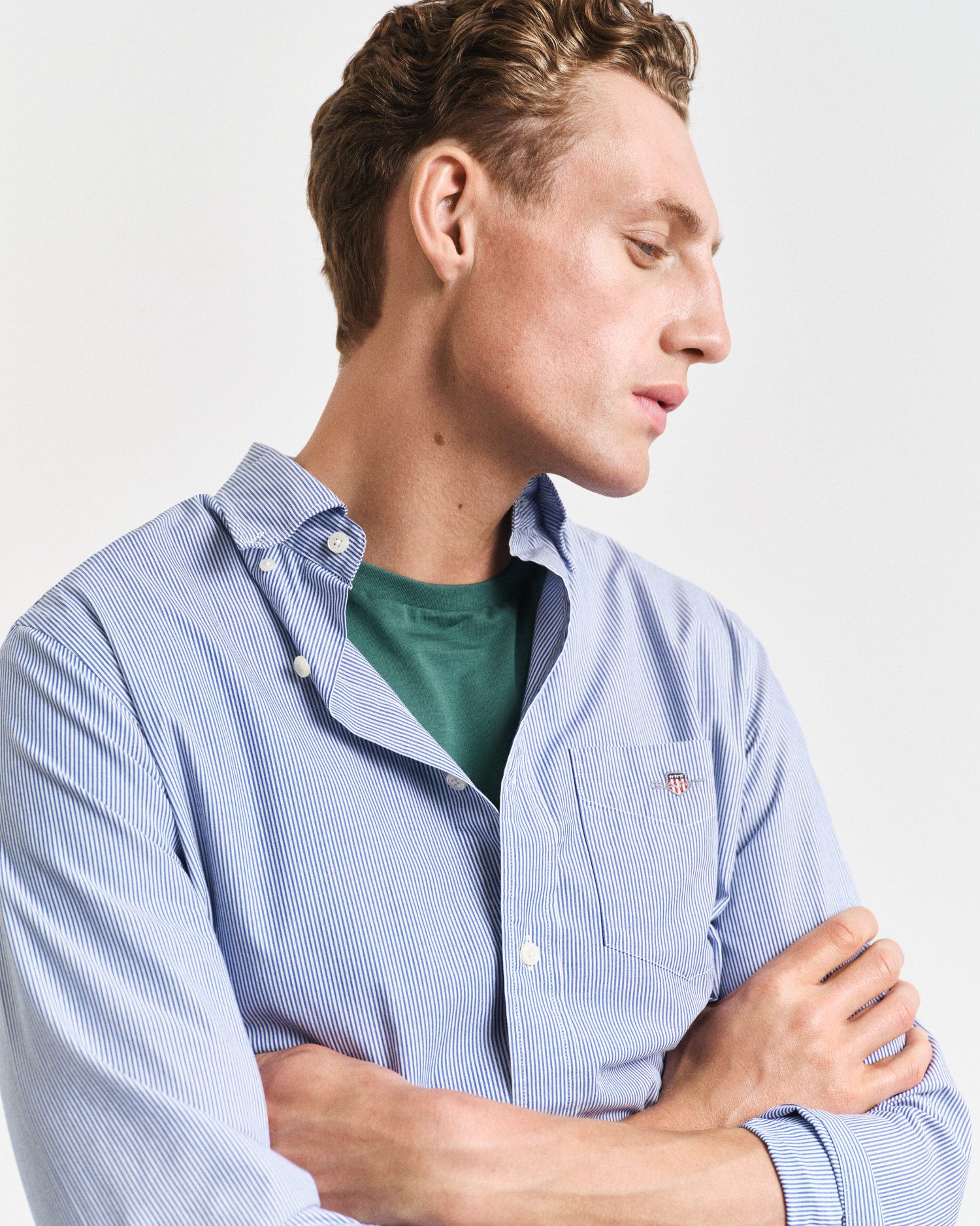 Gant Overhemd met lange mouwen REG POPLIN BANKER SHIRT Banker Stripe popeline, lichte katoen
