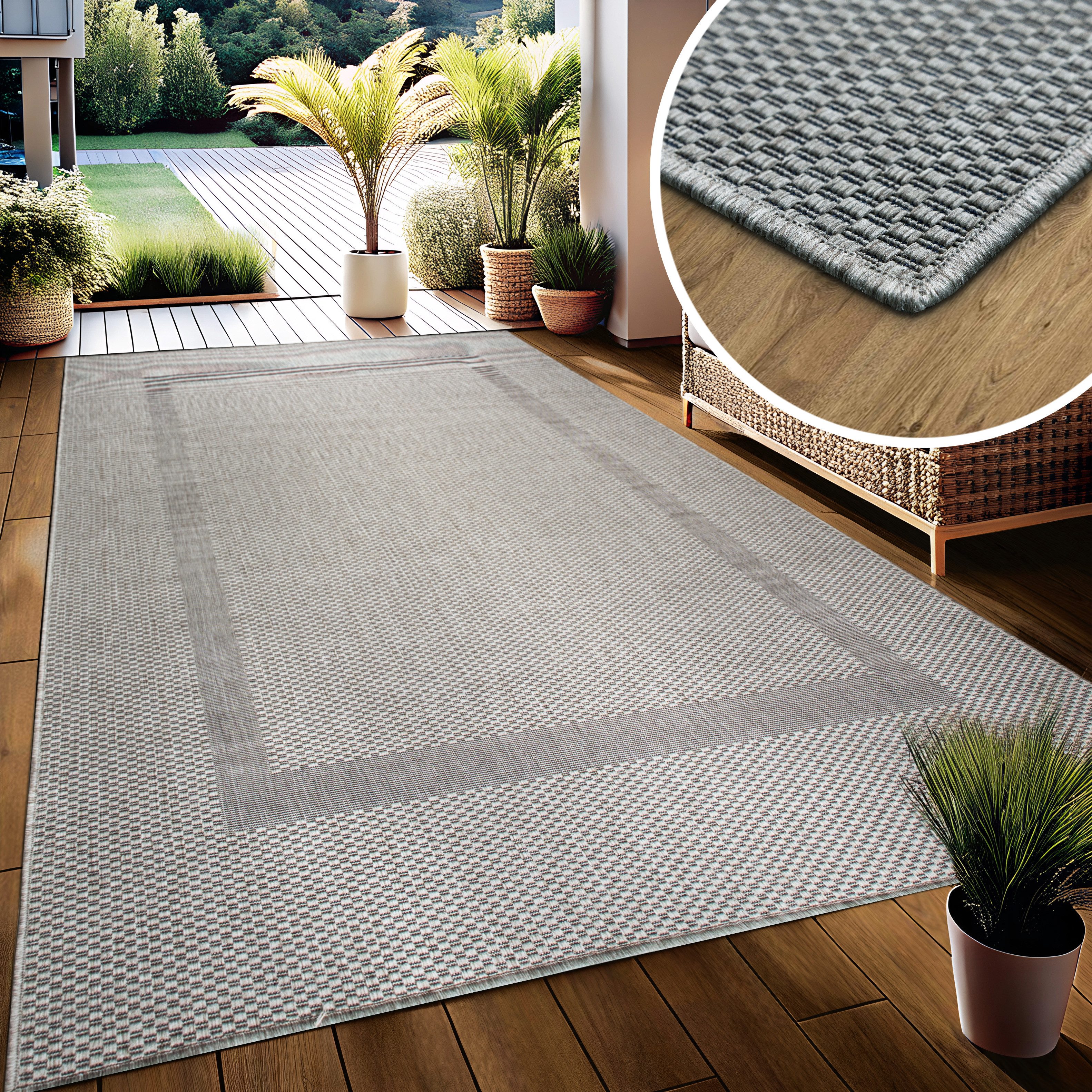 my home Vloerkleed Venetië rand is ook als loper verkrijgbaar Geschikt voor binnen en buiten, sisal-look, weerbestendig & uv-bestendig