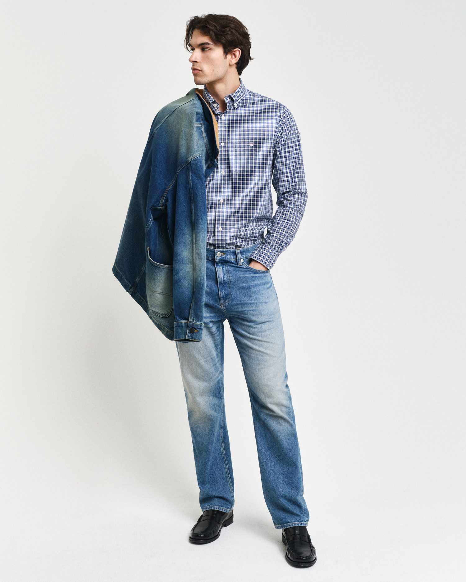 Gant Overhemd met lange mouwen REG POPLIN SMALL CHECK SHIRT Regular fit popeline overhemd met klein ruitpatroon