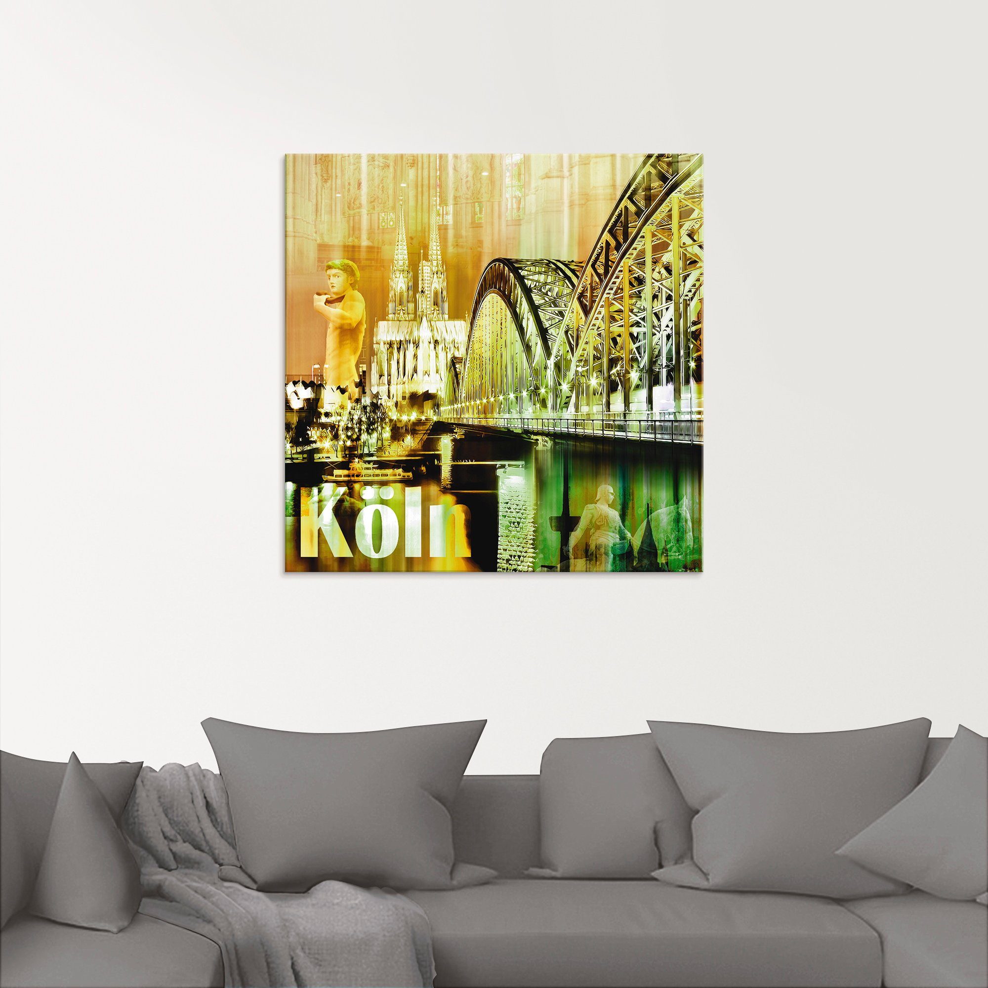 Artland Print op glas Köln skyline abstracte collage II