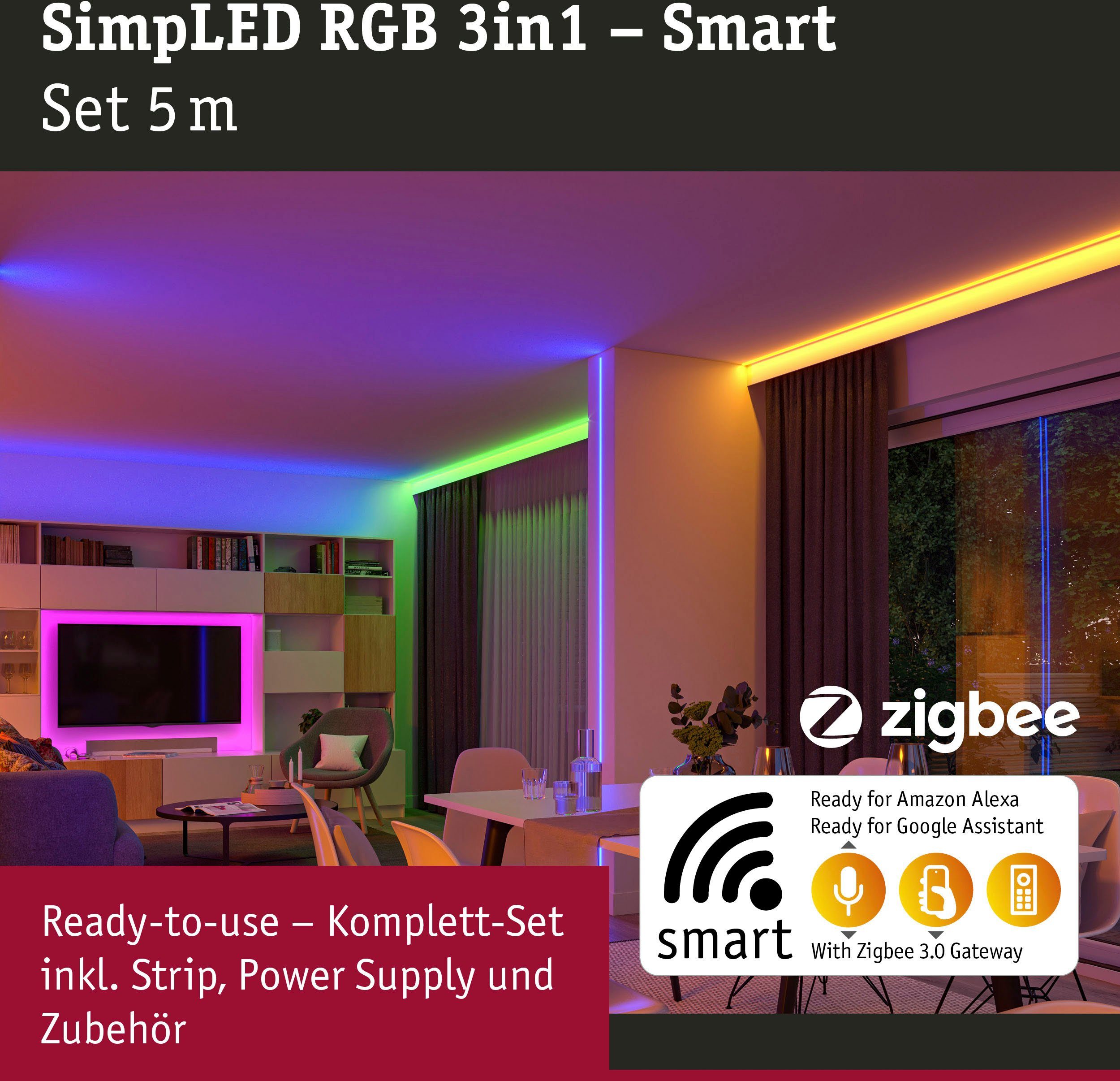 Paulmann Led-strepen SimpLED Stripe Set 5m 230/12V DC Wit Metaal Kunststof