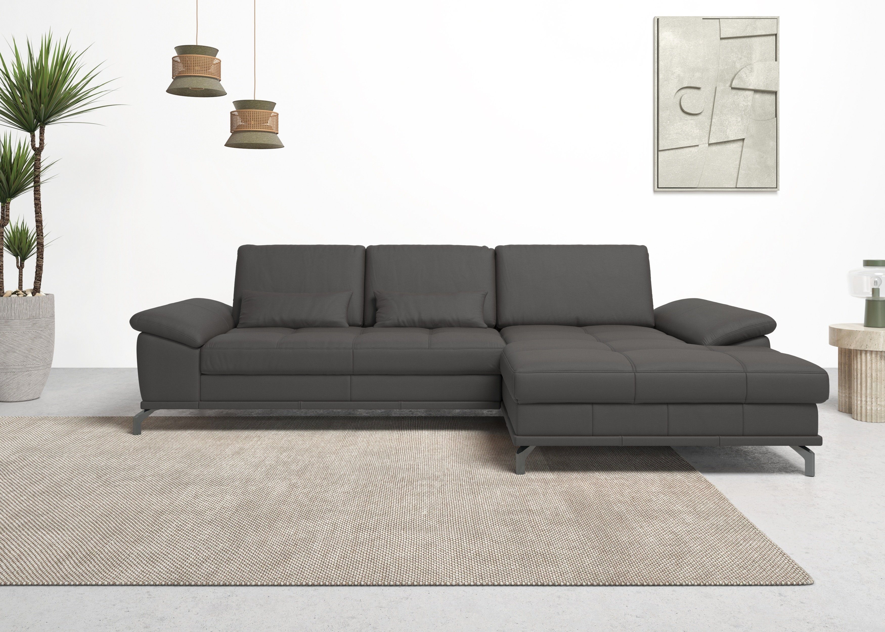 Places of Style Hoekbank Costello L-vorm, met zitdiepteverstelling, armleuningverstelling en