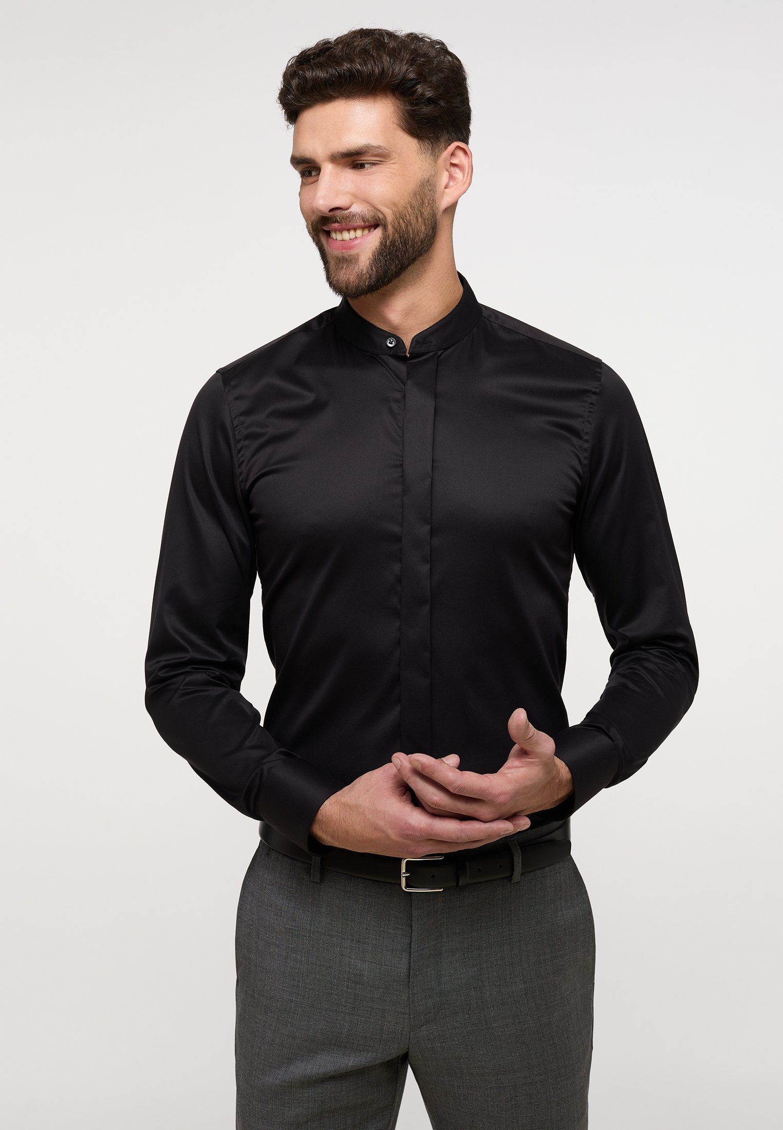 Eterna Overhemd met lange mouwen Slim fit heren overhemden maat 39 zwart