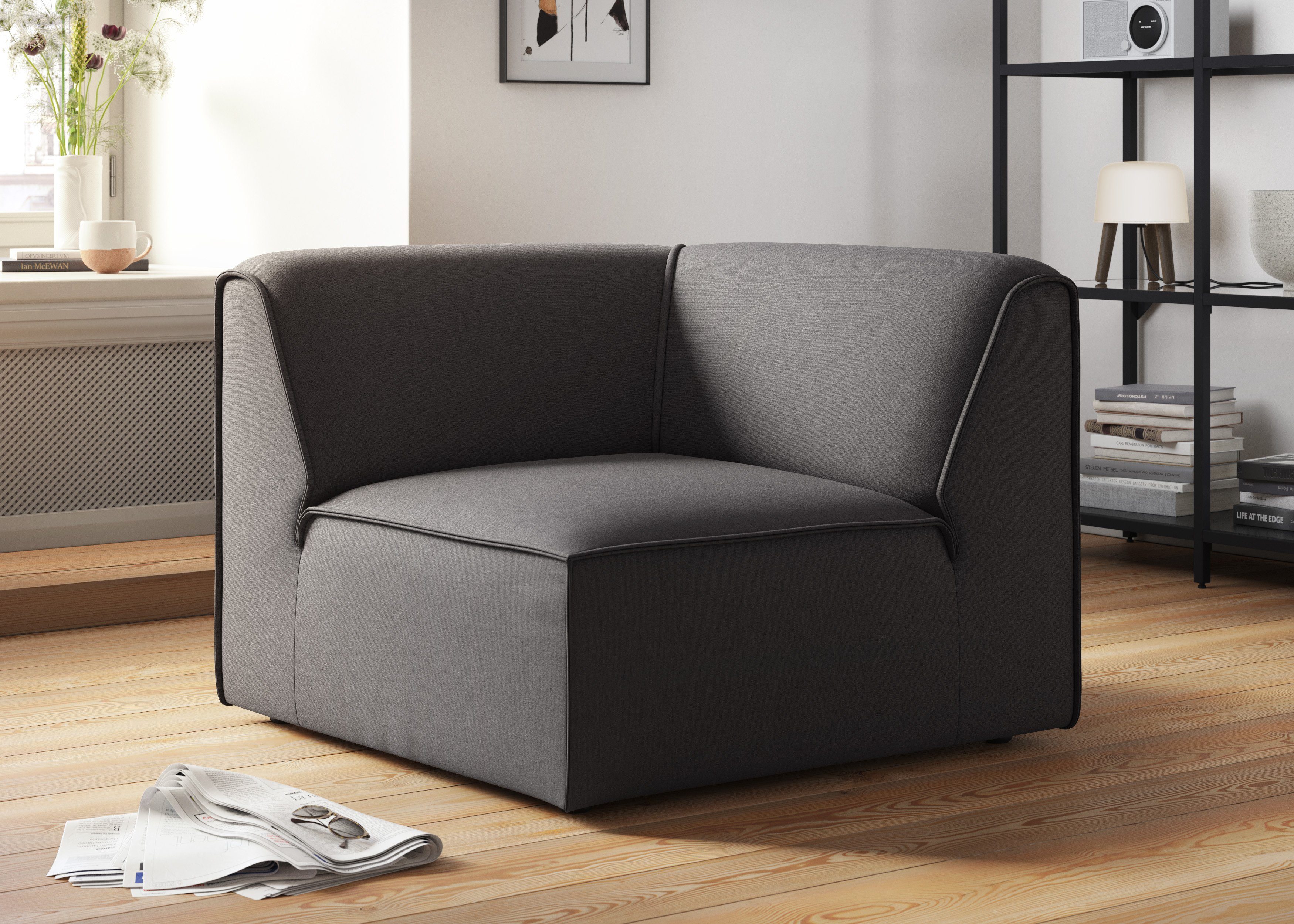 RAUM.ID Bank-hoekelement Merid, sofa-element, afmetingen B/D/H: 97/97/46 cm als module of apart te gebruiken, voor individuele samenstelling