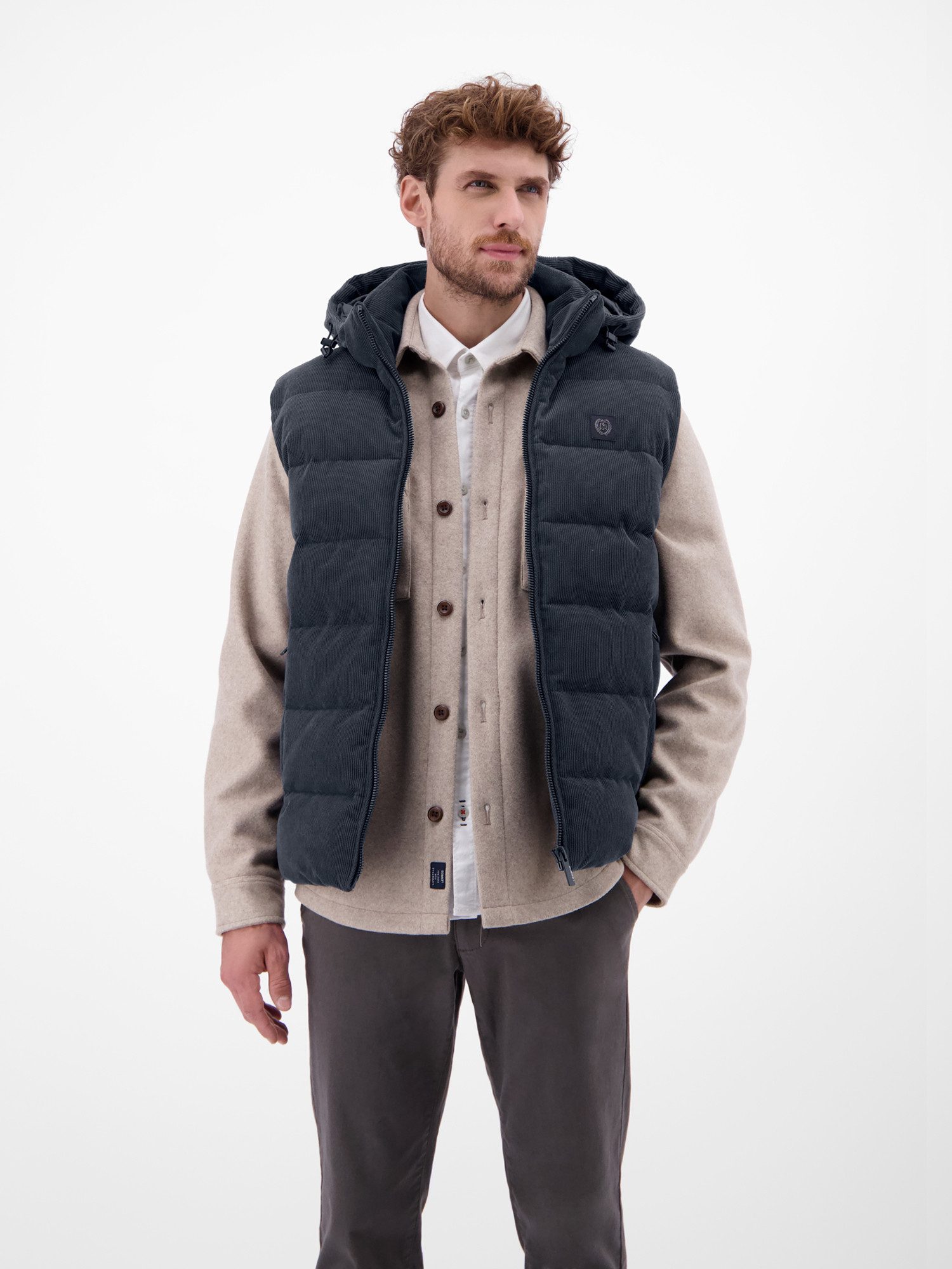 Lerros Bodywarmer LERROS Heren gewatteerde bodywarmer in functionele corduroy-look