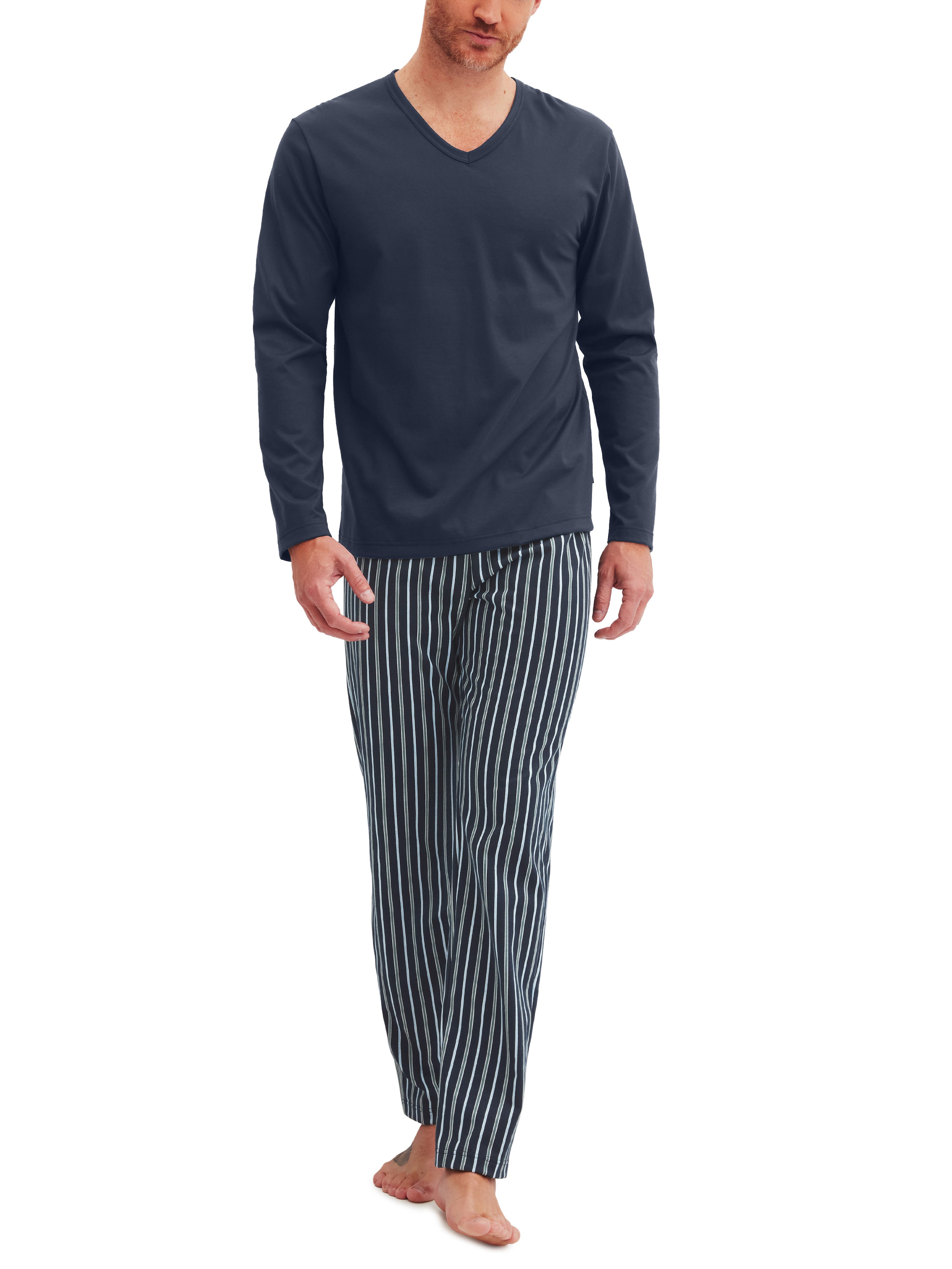 CALIDA Pyjama Cotton Special Lange mouw, V-hals, comfort fit, lange broek (2-delig)