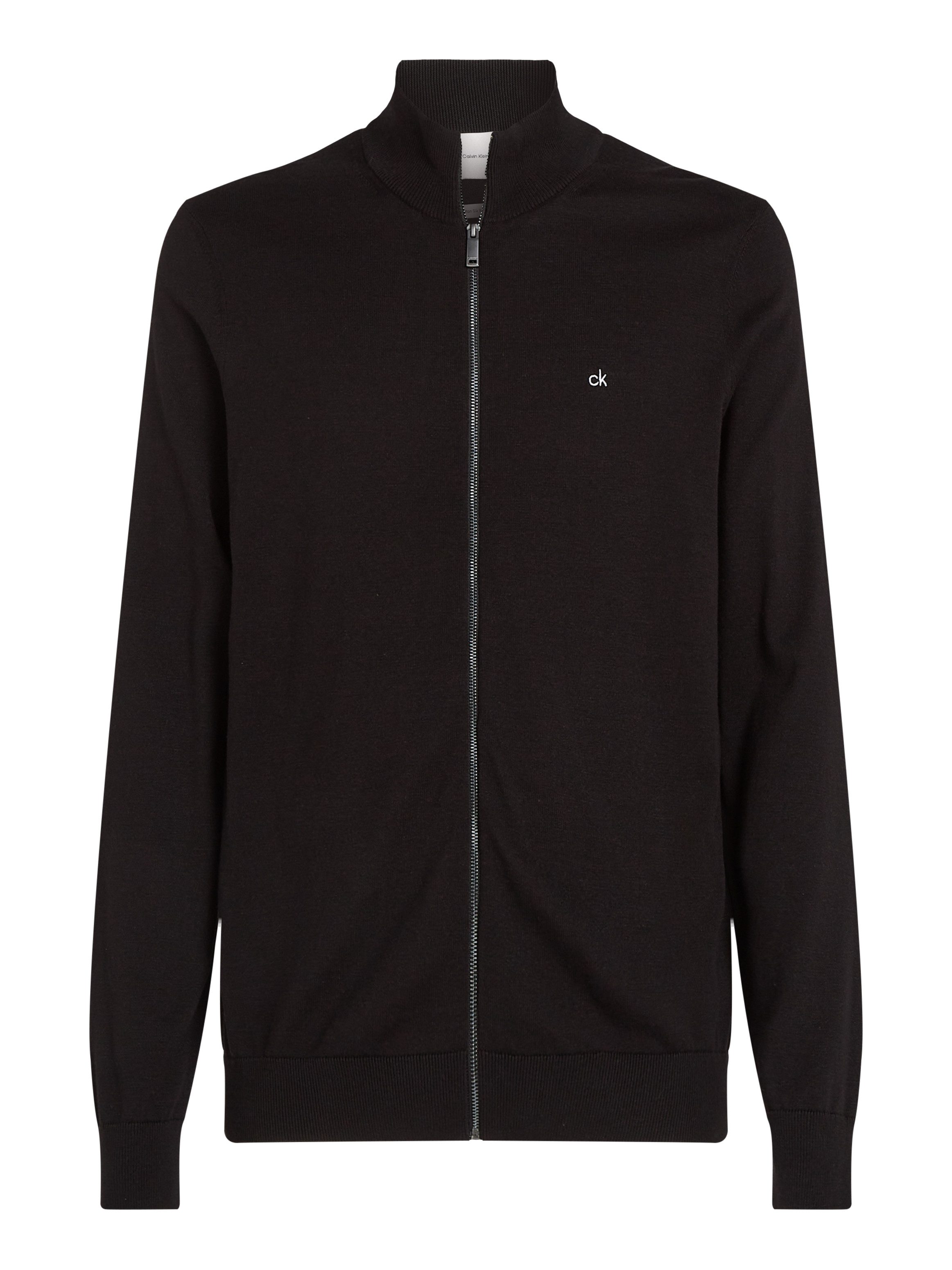 Calvin Klein Trui met staande kraag COTTON SILK BLEND ZIP JACKET