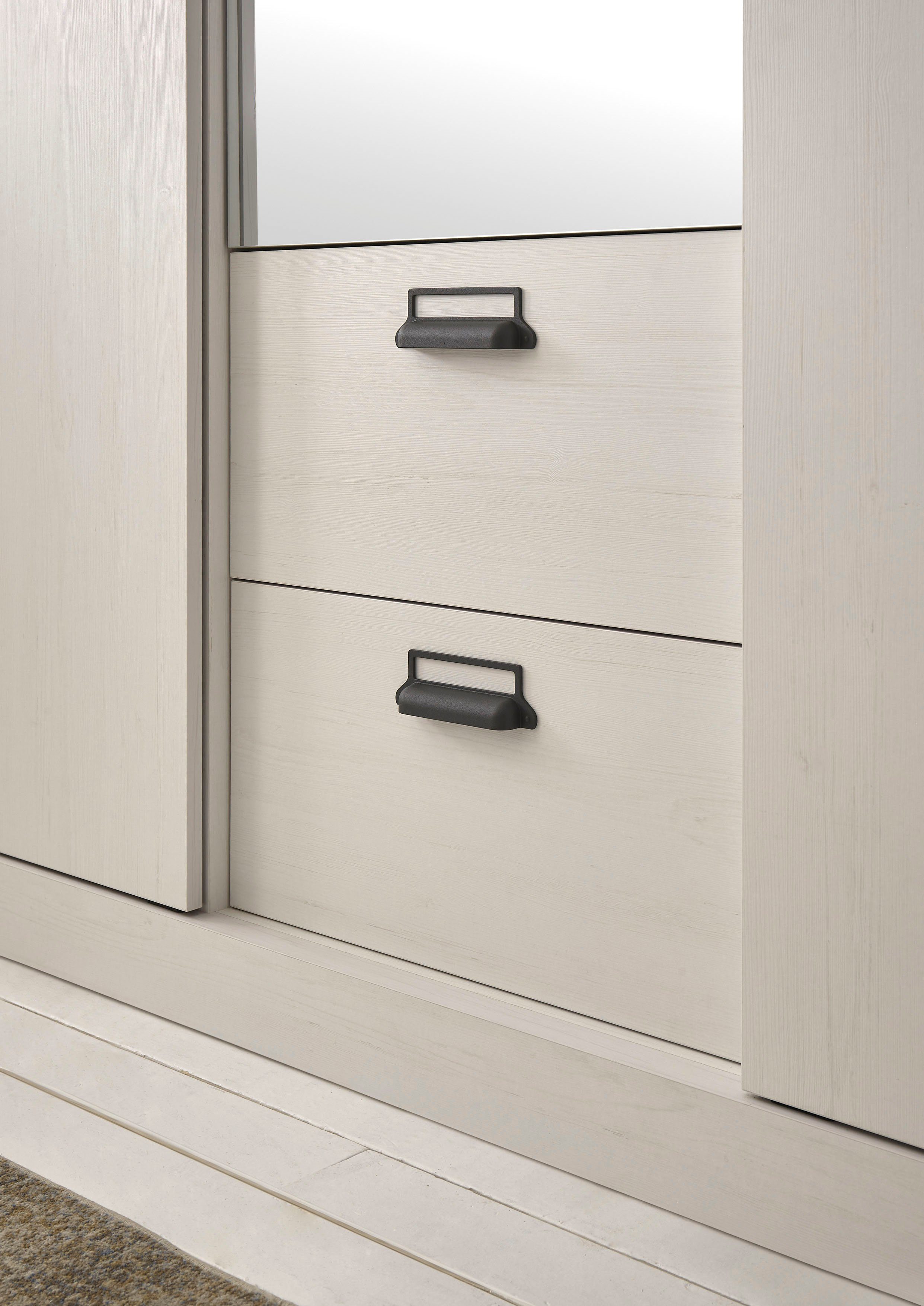Home affaire Slaapkamerserie Sherwood Ligoppervlak 140 x 200 cm, kast 3-deurs 161 cm breed (4-delig)